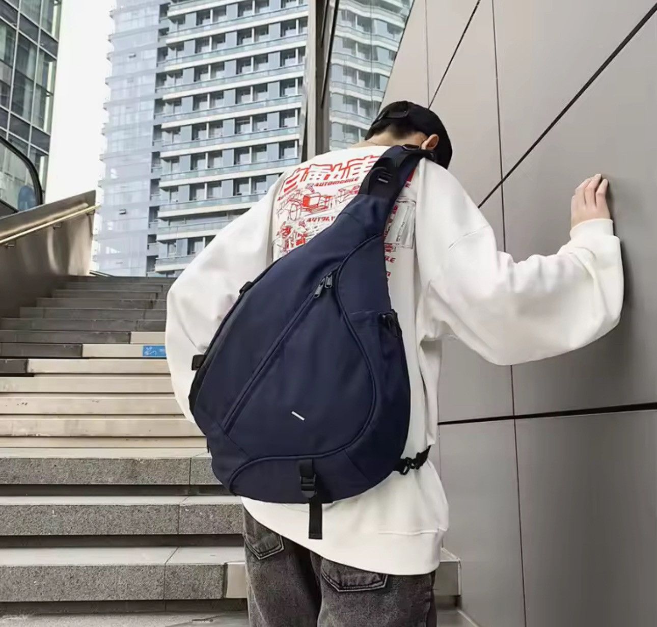 Japanese Brand Sling Chest Bag - Modern Minimalist Nylon Crossbody Size ONE SIZE - 2 Thumbnail
