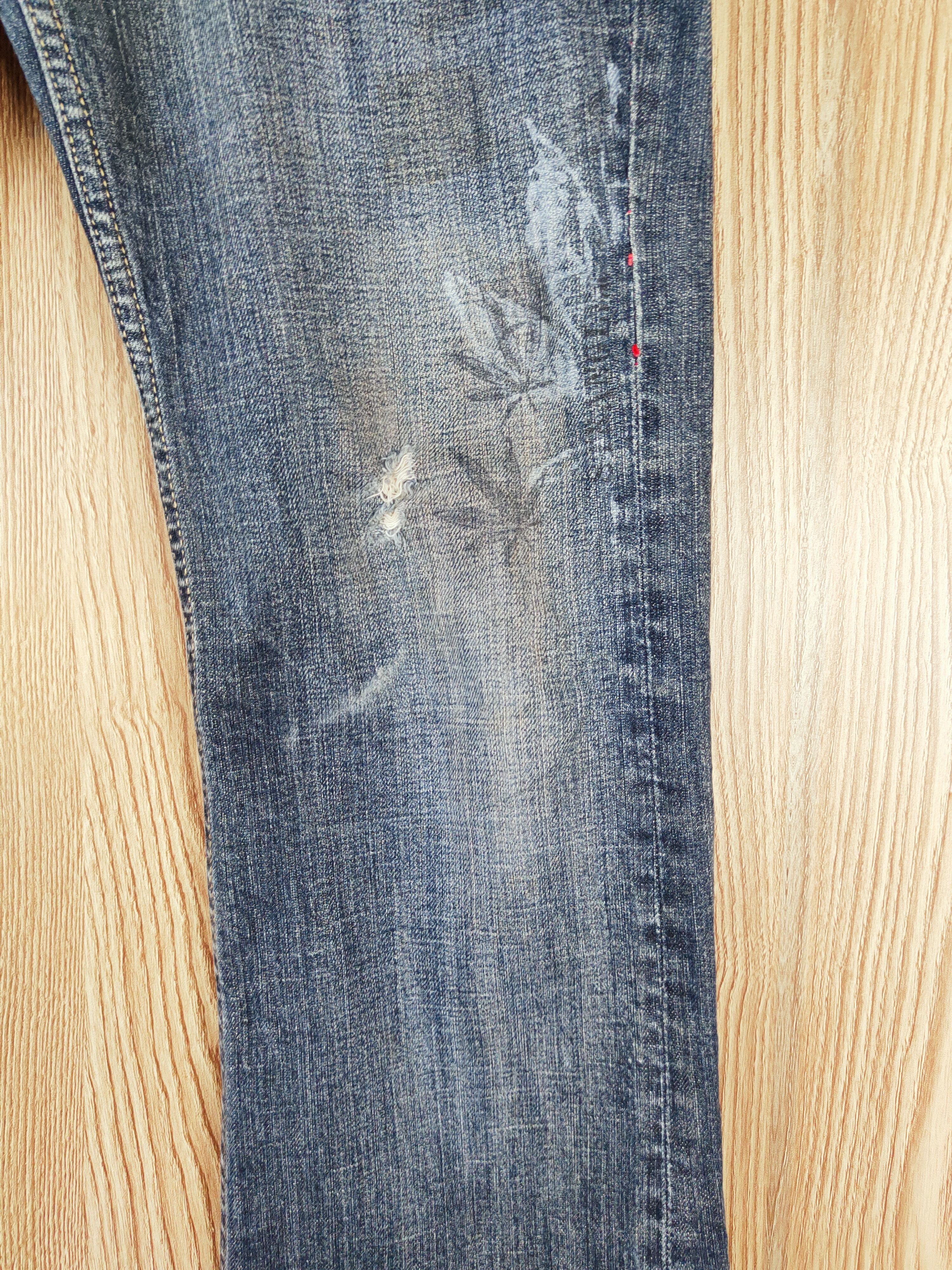 Japanese Brand × Vintage Vintage 💥 Blaze Dark Blue Distressed Ripped Jeans Size 33" - 6 Thumbnail