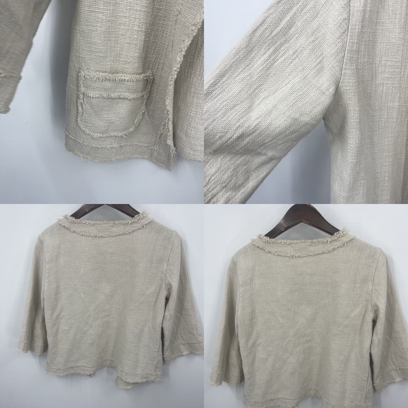 Vintage Epoca Jacket Womens Small Open Front Lagenlook Ivory Cotton Short Sleeve Casual 90s Theme Mens Womens or Girls? No gender specified; keep as Womens Size S / US 4 / IT 40 - 8 Thumbnail