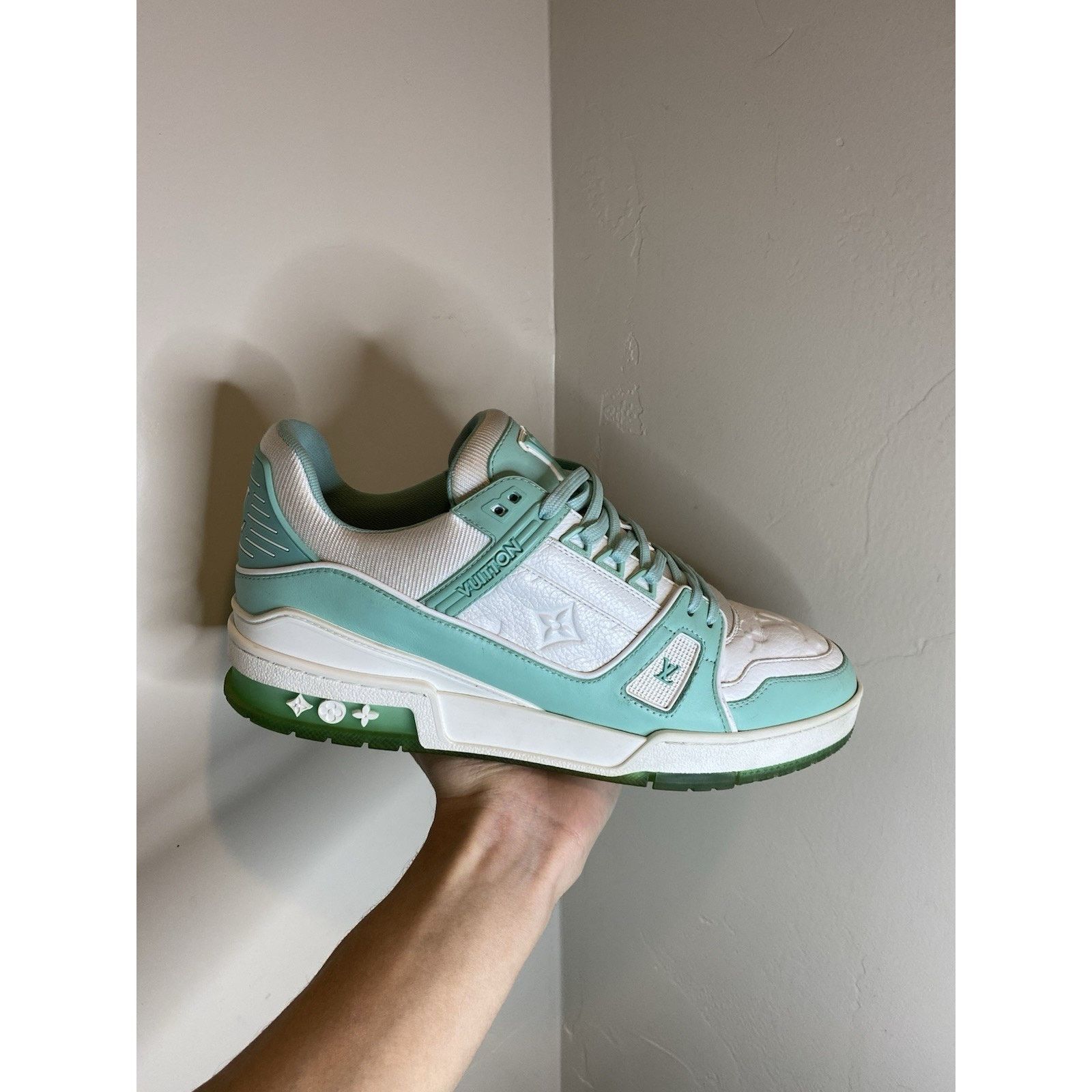 Louis Vuitton Louis Vuitton Trainer Sneakers “Green White” | Size 8.5-9 US Size US 8.5 / EU 41-42 - 3 Thumbnail
