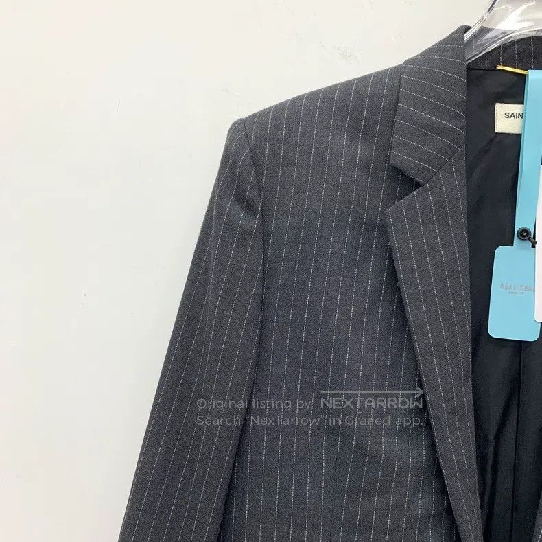 Saint Laurent Paris Saint Laurent Paris Black Striped Wool Collar Single Butto Size S / US 4 / IT 40 - 3 Thumbnail
