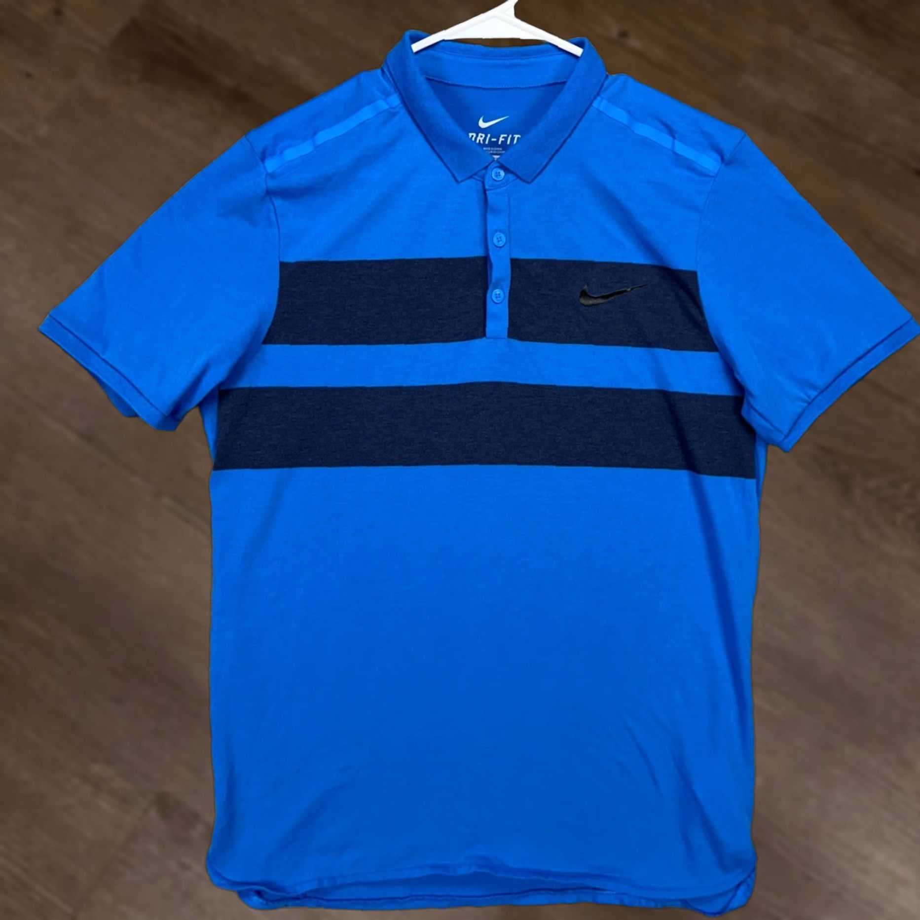 Nike Nike Dri-Fit Shirt Golf Polo Mens Large Blue Rugby Short Sleeve Outdoor Athletic Size US L / EU 52-54 / 3 - 1 Thumbnail