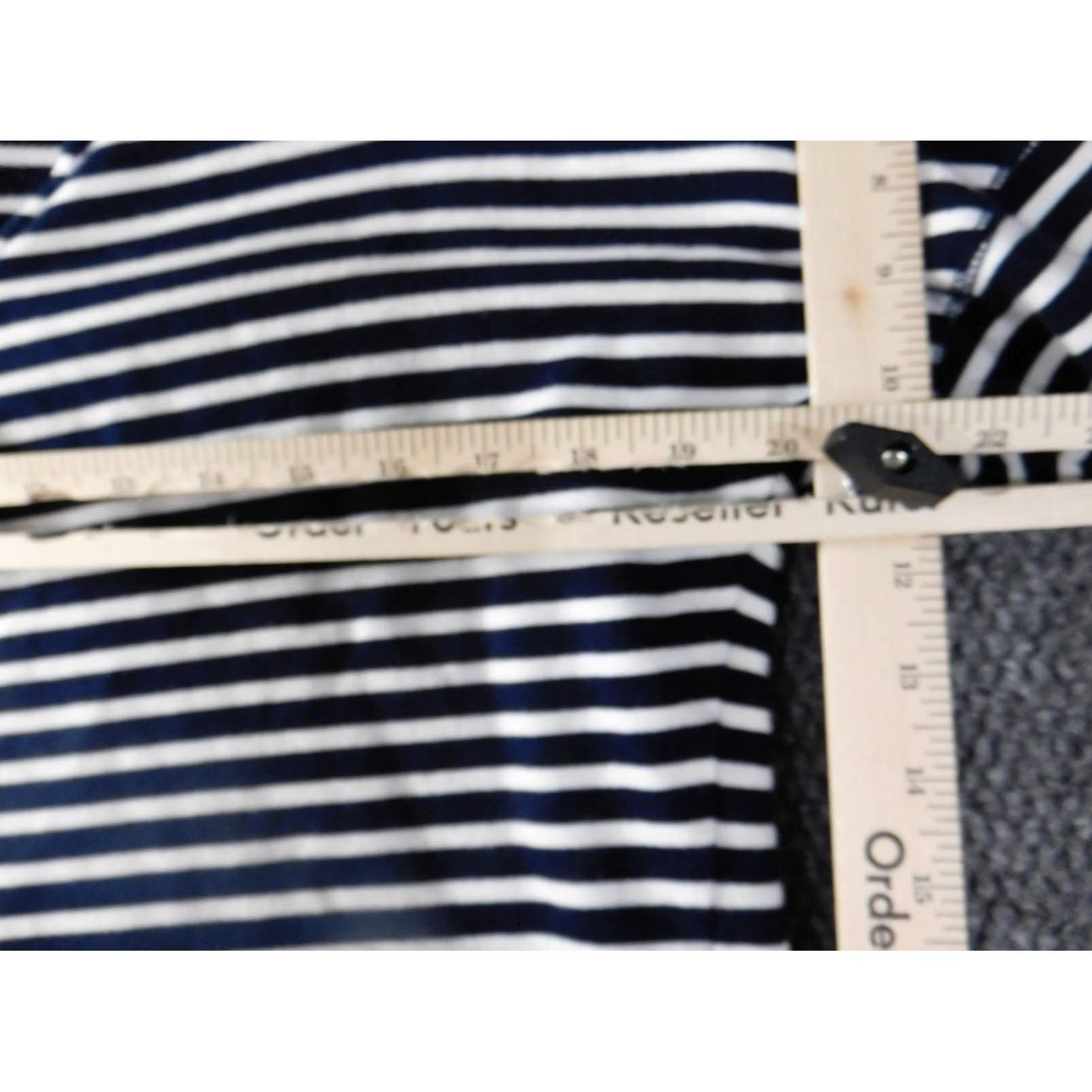 Vintage Crown & Ivy Blouse Womens M Blue Striped Off the Shoulder Pullover Lightweight Stretch Casual Regular Long Sleeve Shirt Size M / US 6-8 / IT 42-44 - 5 Thumbnail