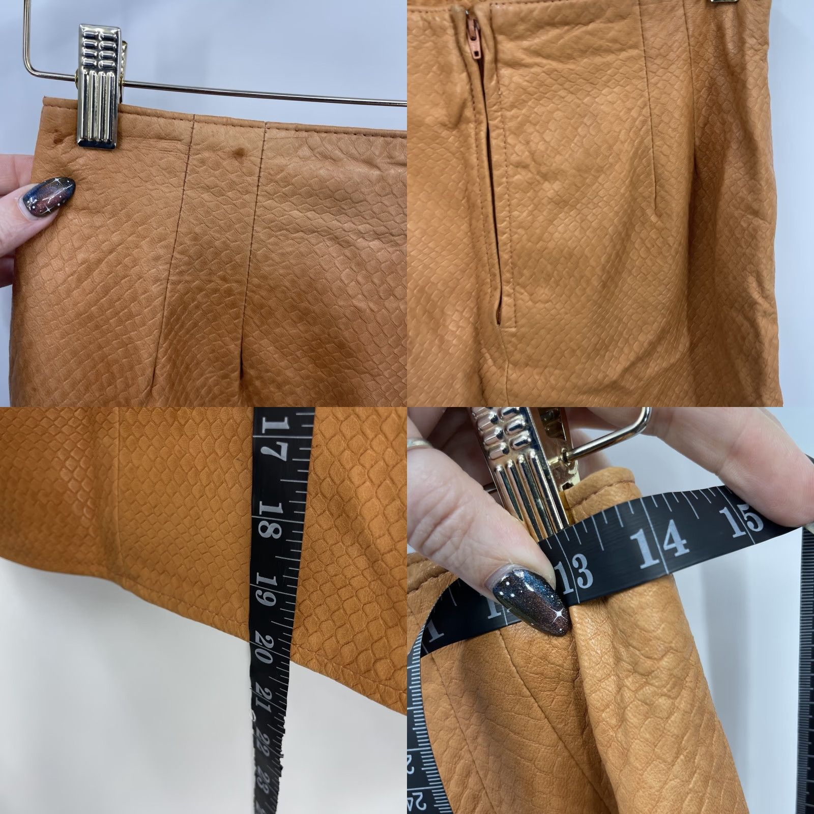 Vintage Vakko Skirt Womens 8 Brown Leather Mini Pencil Solid 90s Bohemian Size 30" / US 8 / IT 44 - 8 Thumbnail
