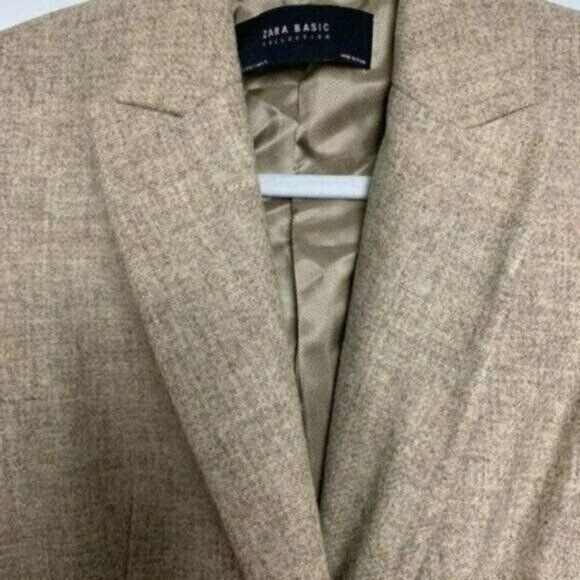 Zara Zara Tan Ruched-Sleeve Lambswool Blazer Sz S NEW Size S / US 4 / IT 40 - 10 Thumbnail