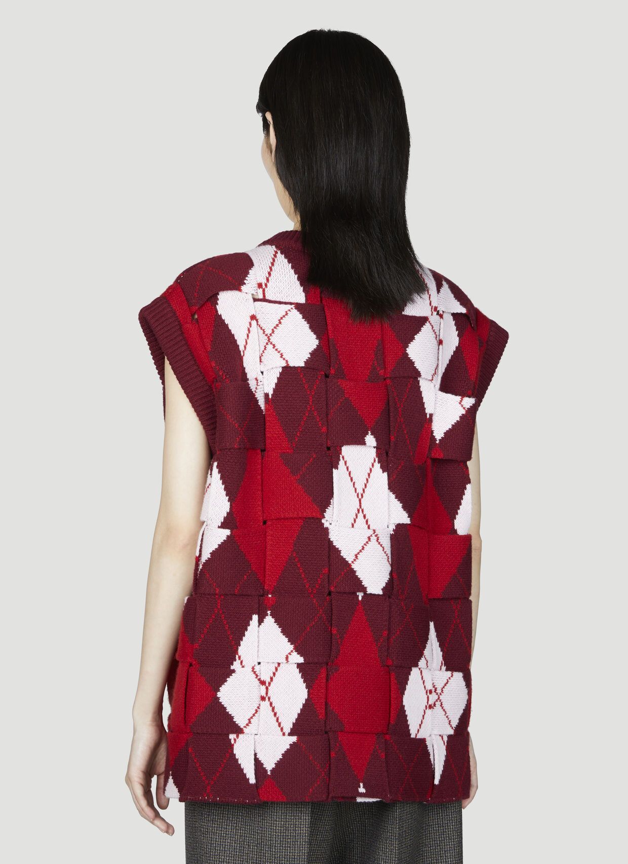 Bottega Veneta o1n1vont1225 Intreccio Argyle Wool Gilet in Multicolor Size S / US 4 / IT 40 - 4 Thumbnail