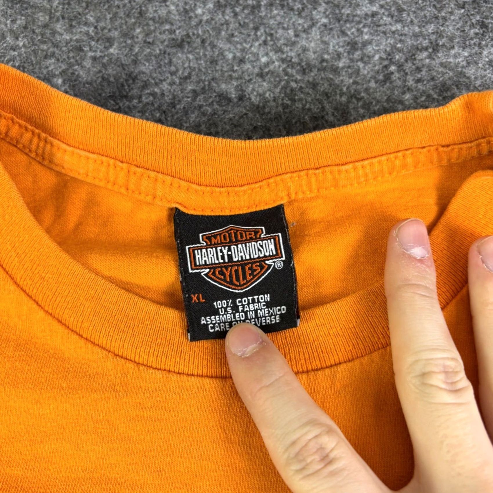 Harley Davidson VINTAGE Harley-Davidson T-Shirt Orange Graphic Print XL Short Sleeve Men Crew Neck Cotton Vintage Size US XL / EU 56 / 4 - 5 Thumbnail