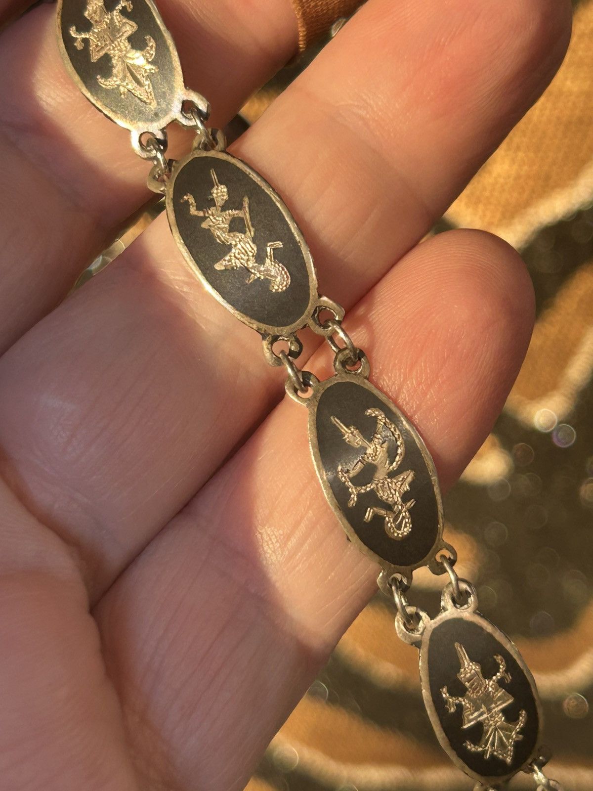 Vintage Antique Siam sterling silver nielloware panel bracelet Size ONE SIZE - 5 Thumbnail