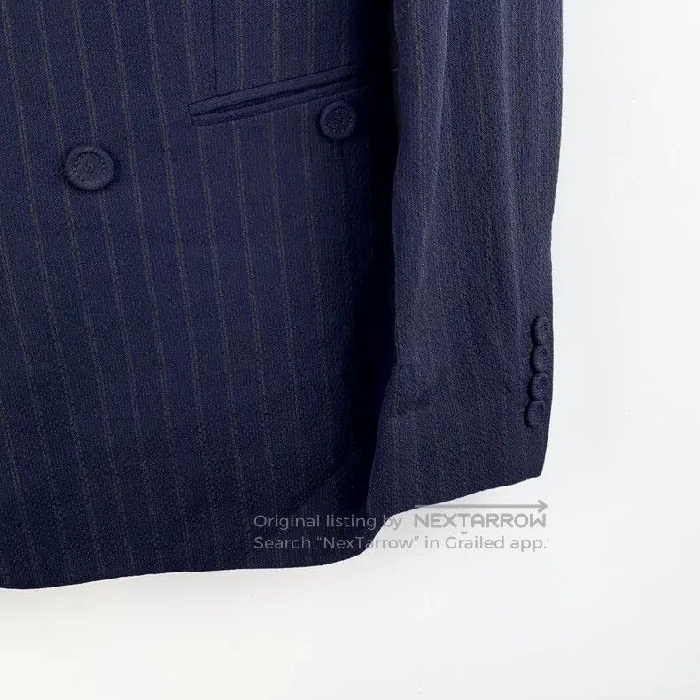 Dior Dior Dark purple striped wool lapel double-breasted long-s Size 46R - 4 Thumbnail