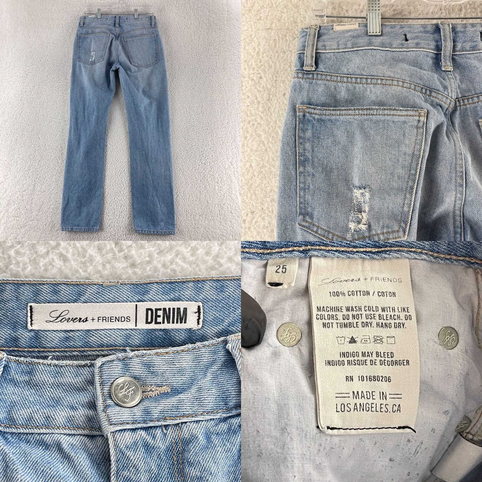 Vintage Lovers + Friends Jeremy Boyfriend Jeans Womens Size 25 Blue Destroyed High-Rise Jeans Size 42" / US 20 - 10 Thumbnail