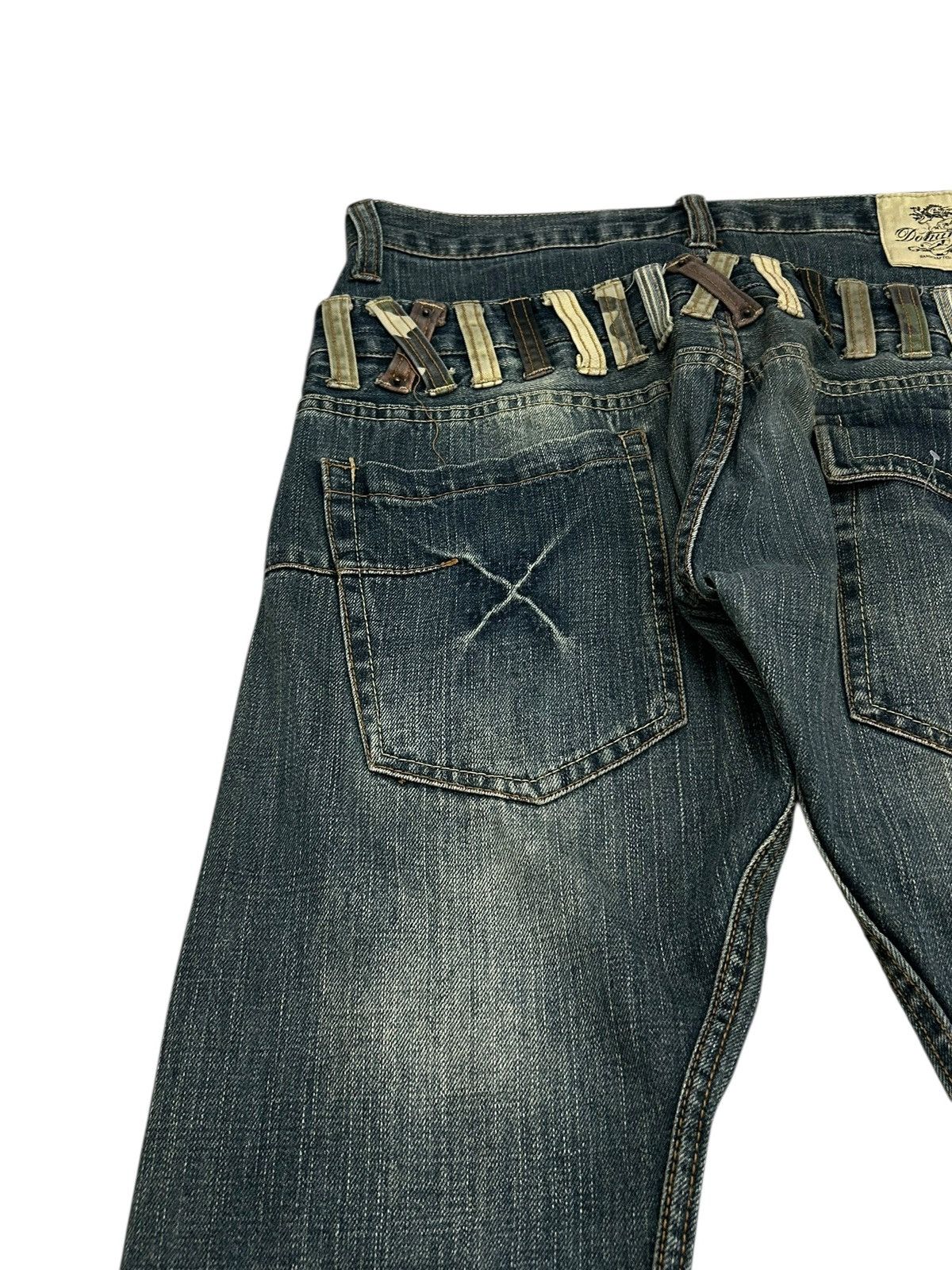 Le Grande Bleu (L.G.B.) Vintage Dominate Double Waist Mud Washed Whisker Clawn Mark Size US 33 - 15 Thumbnail