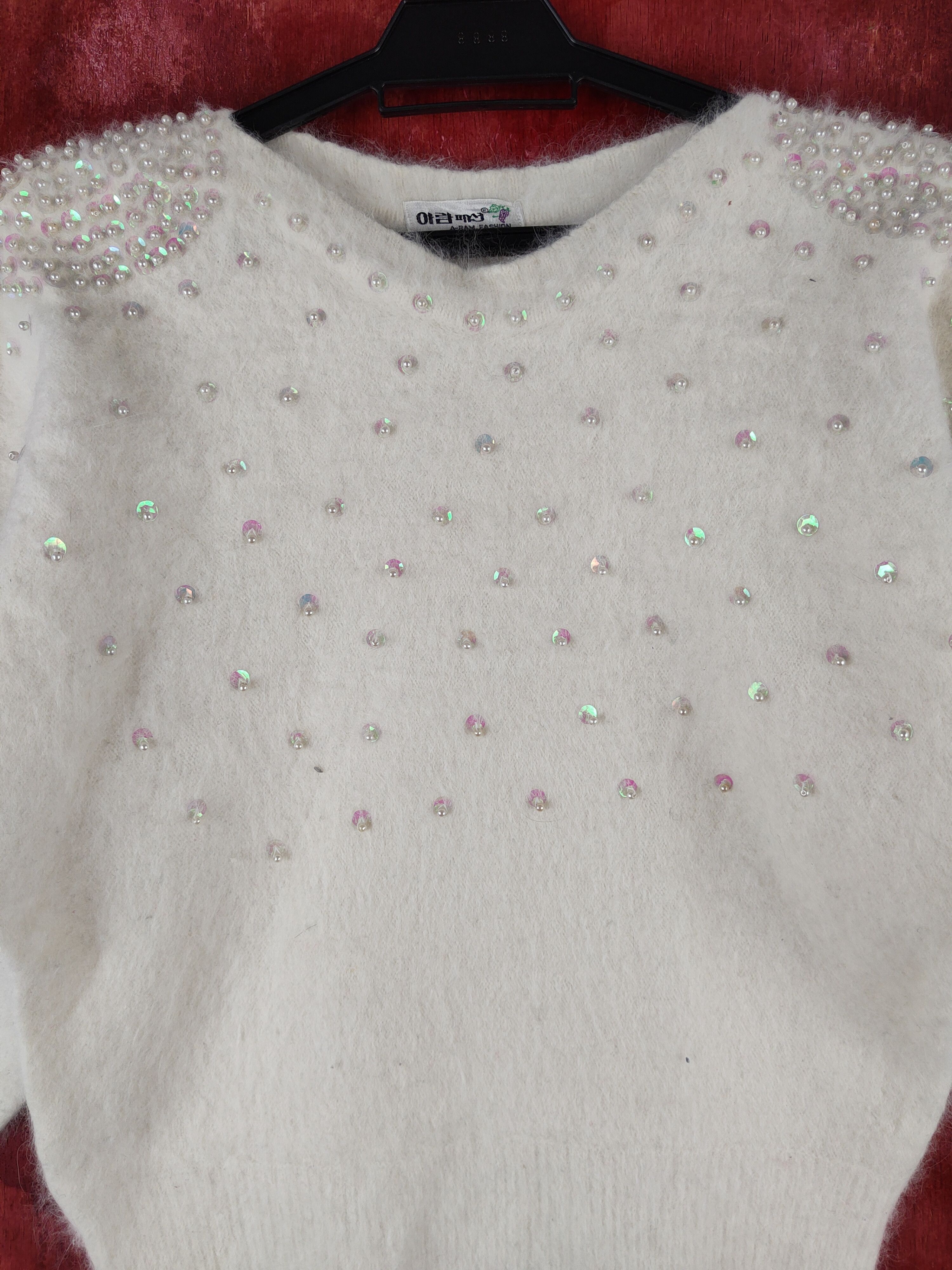 Homespun Knitwear A-Ram White Shag Shaggy Fur Mohair Knitwear #S2182 Size S / US 4 / IT 40 - 2 Thumbnail