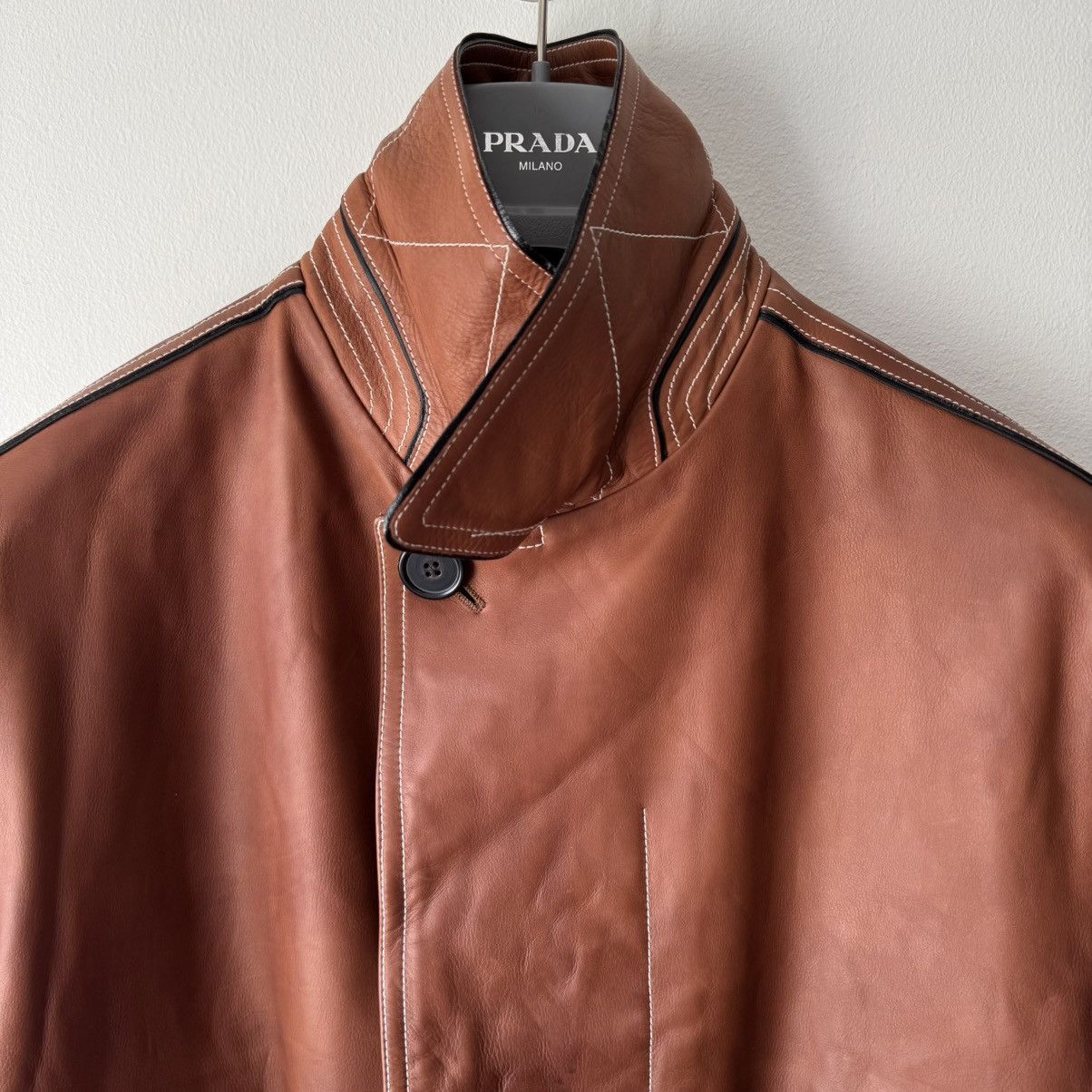 Hermes Hermes Brown/Orange Calf Leather Overcoat Size US L / EU 52-54 / 3 - 6 Thumbnail