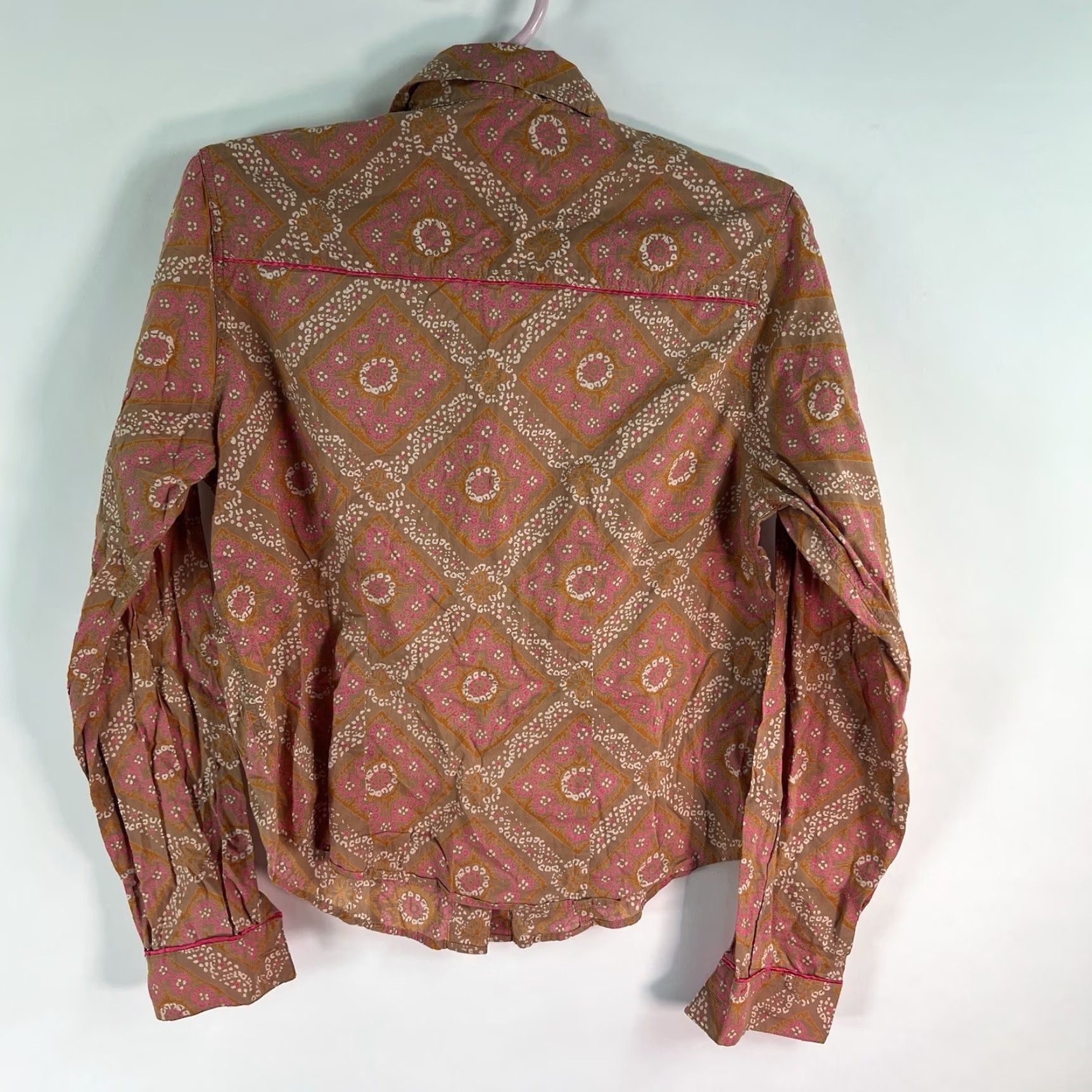 Pinko Twenty Shirt Women M Pink Geometric Western Cowgirl Button-Up Womens Size M / US 6-8 / IT 42-44 - 4 Thumbnail