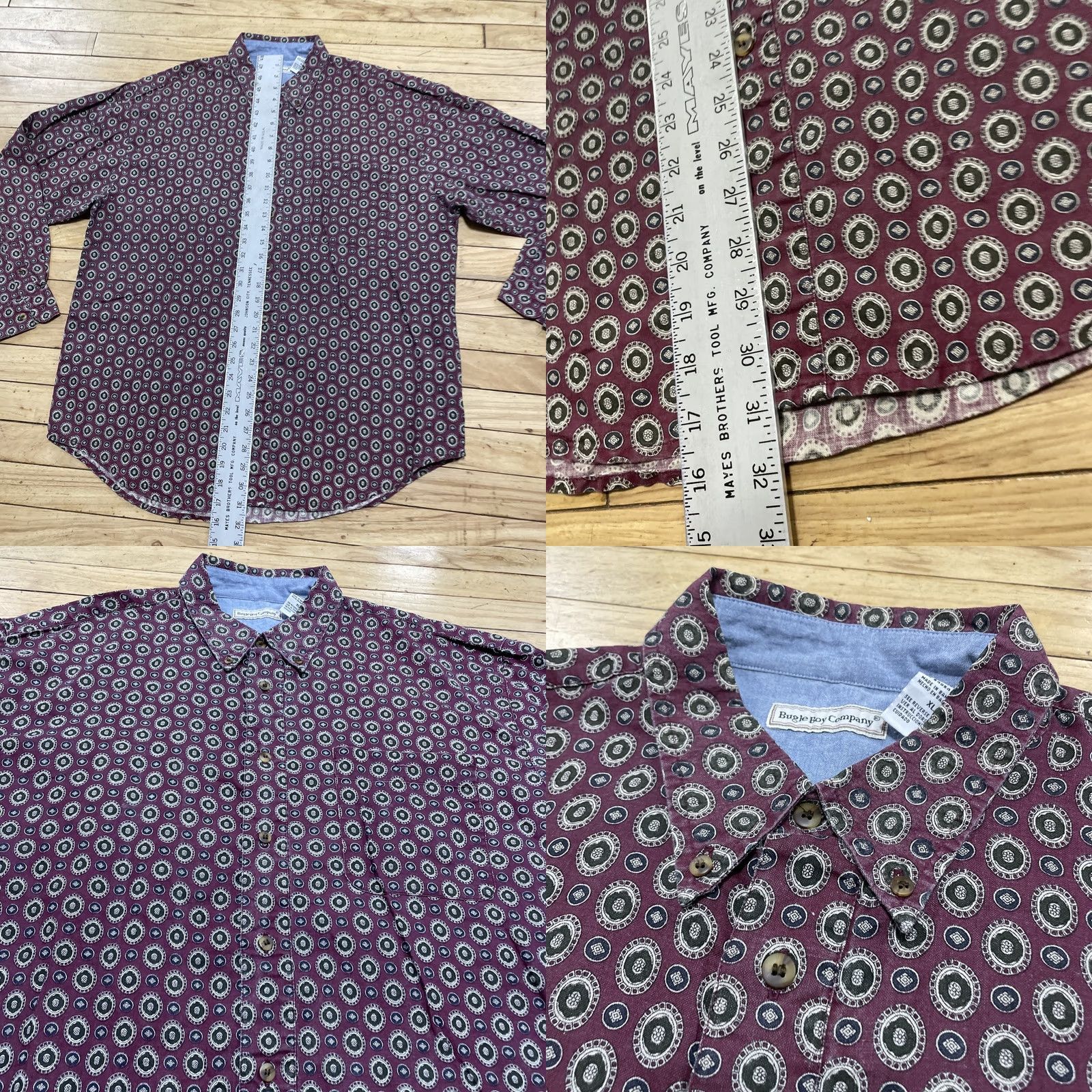 Bugle Boy VINTAGE Bugle Boy Long Sleeve Button Shirt Men XL Western Medallion Deco Red Talisma Size US XL / EU 56 / 4 - 8 Thumbnail