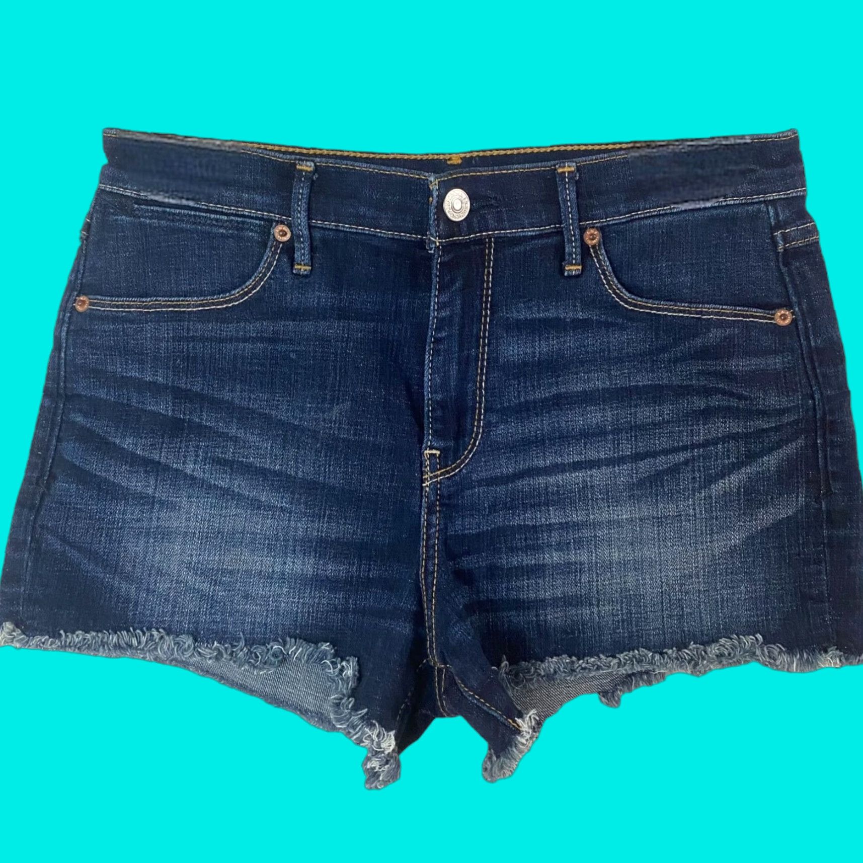 Abercrombie & Fitch Abercrombie & Fitch Jeans Shorts Women Size 27 Dark Wash Denim Cut-Offs Stretch Size 27" / US 4 / IT 40 - 1 Thumbnail