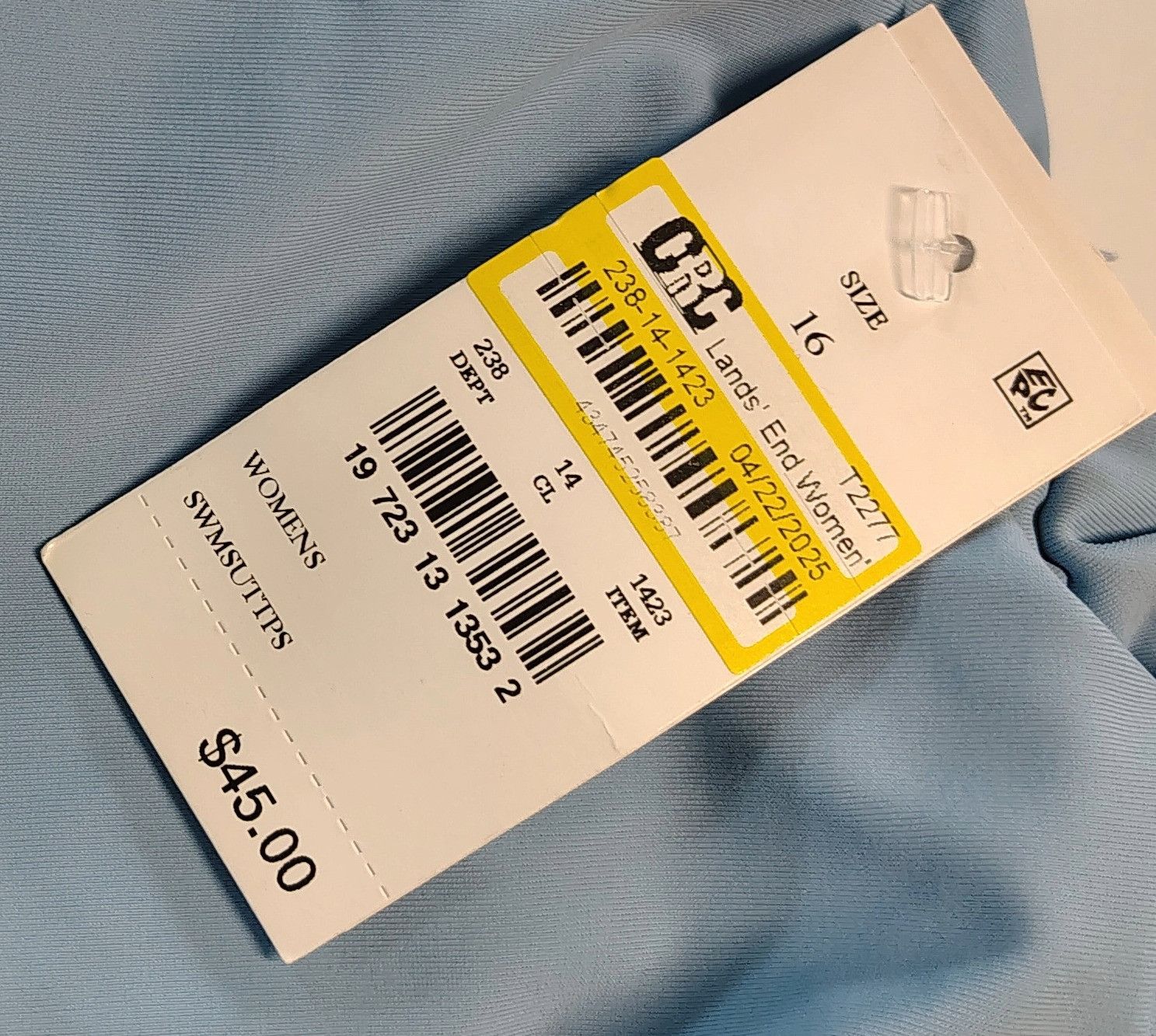 Lands' End Women's Brand New Light Blue Size 16 Land's End Swim-Top Size XL / US 12-14 / IT 48-50 - 2 Thumbnail