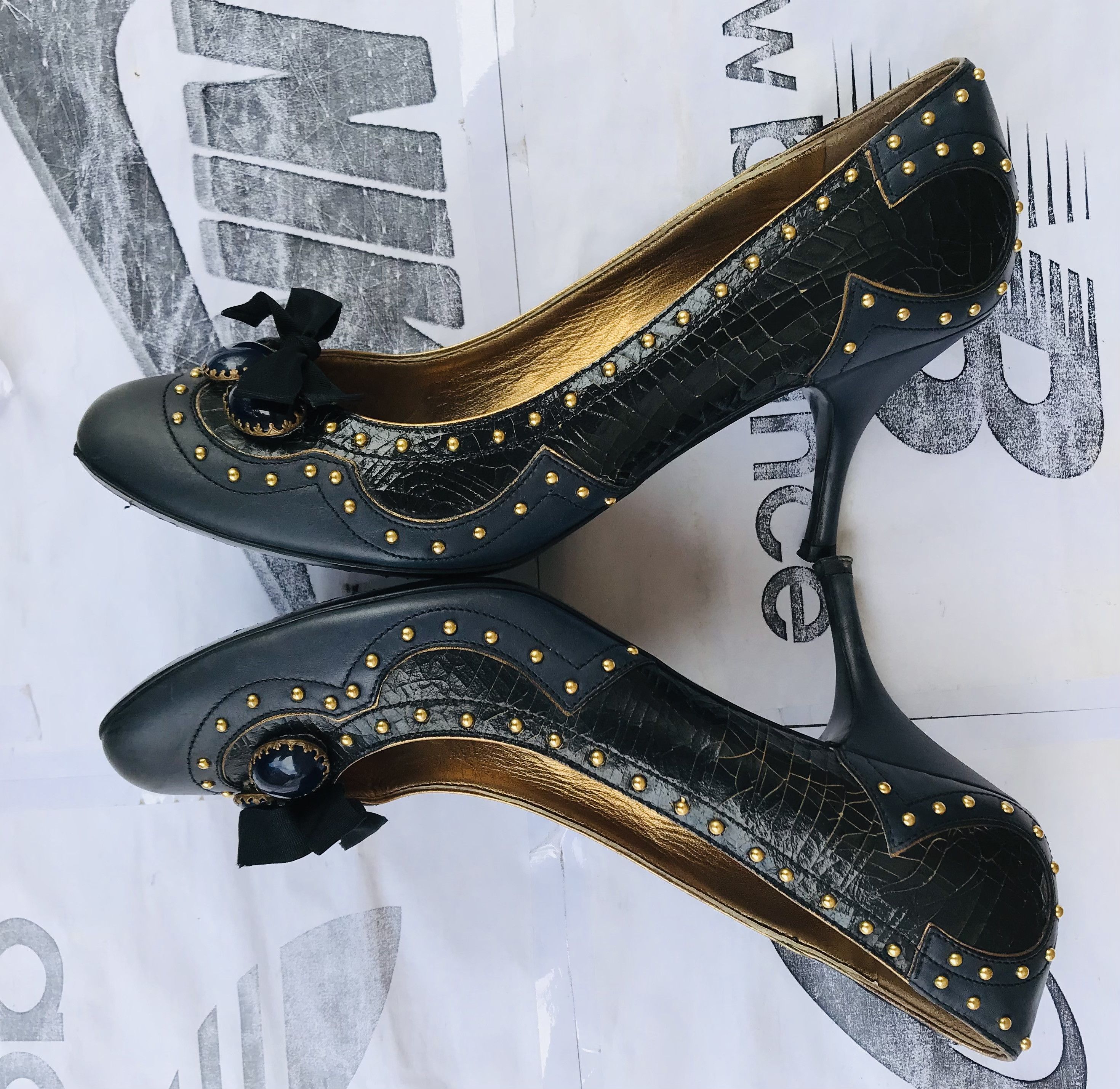 Miu Miu Miu Miu Ribbon Studded Heels Pump 80 mm Toe Leather Size US 9 / IT 39 - 10 Thumbnail