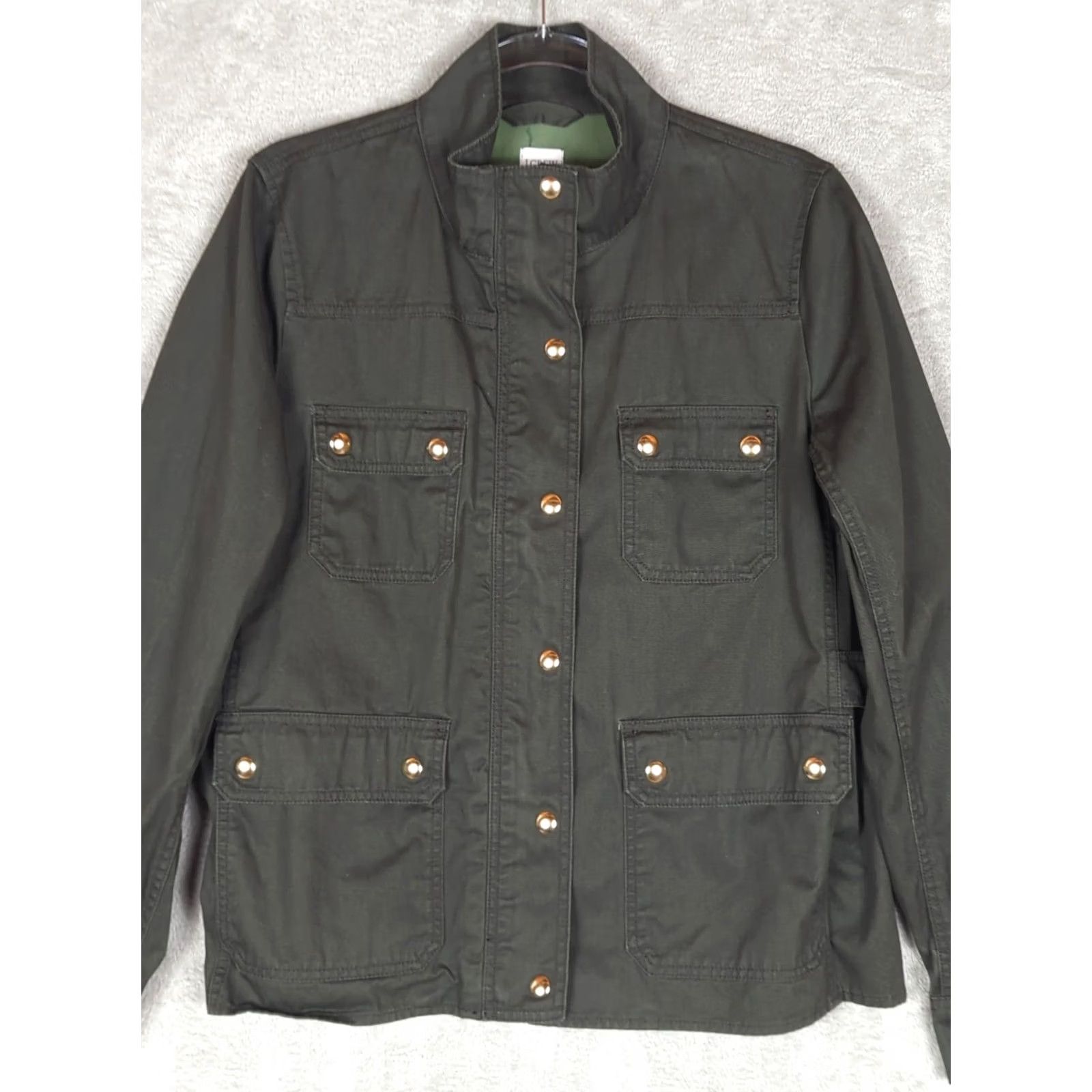 J.Crew VINTAGE J Crew Womens L Boyfriend Field Jacket Twill Utility Zip Snaps streetwear green Size L / US 10 / IT 46 - 5 Thumbnail