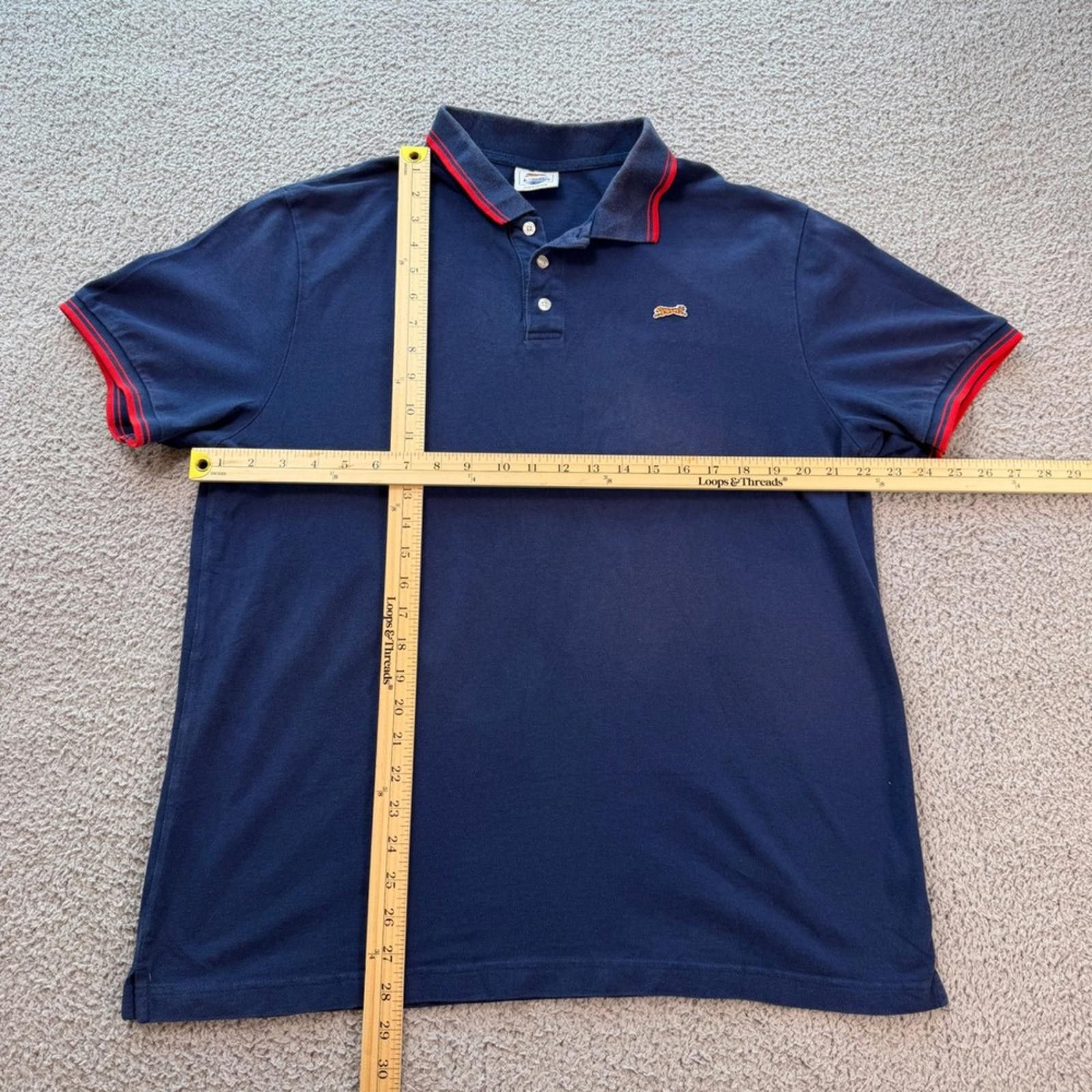 Le TIGRE Le Tigre Polo Shirt Mens Large Navy Blue Red Tipped Cotton Size US L / EU 52-54 / 3 - 2 Thumbnail