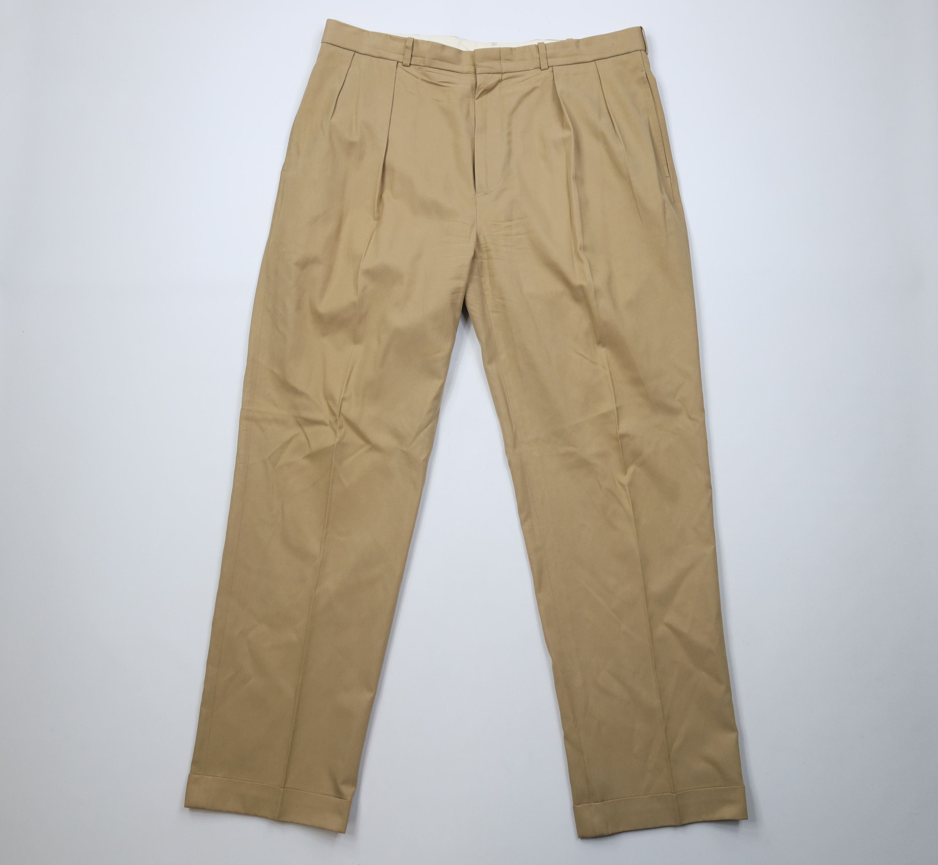 Ralph Lauren Vintage 90s Ralph Lauren Blend Wide Leg Chino Pants Beige Size US 38 / EU 54 - 1 Thumbnail