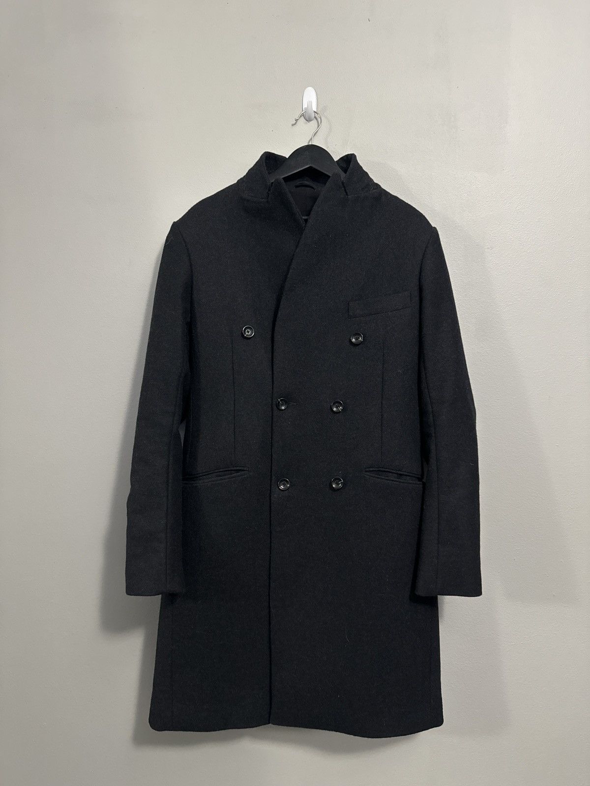 image of Zam Barrett Wool Long Blazer in Black, Men's (Size Medium)