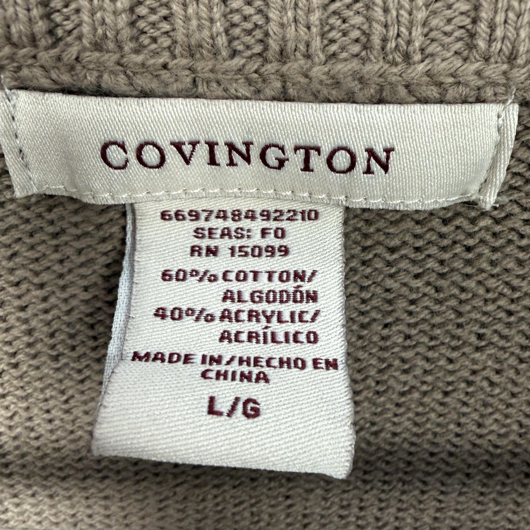 Vintage Covington Womens Tan Full Zip Cardigan Sweater L Belted Cinched Waist Knit Long Sleeve Casual Workwear Fall Winter Size L / US 10 / IT 46 - 6 Thumbnail