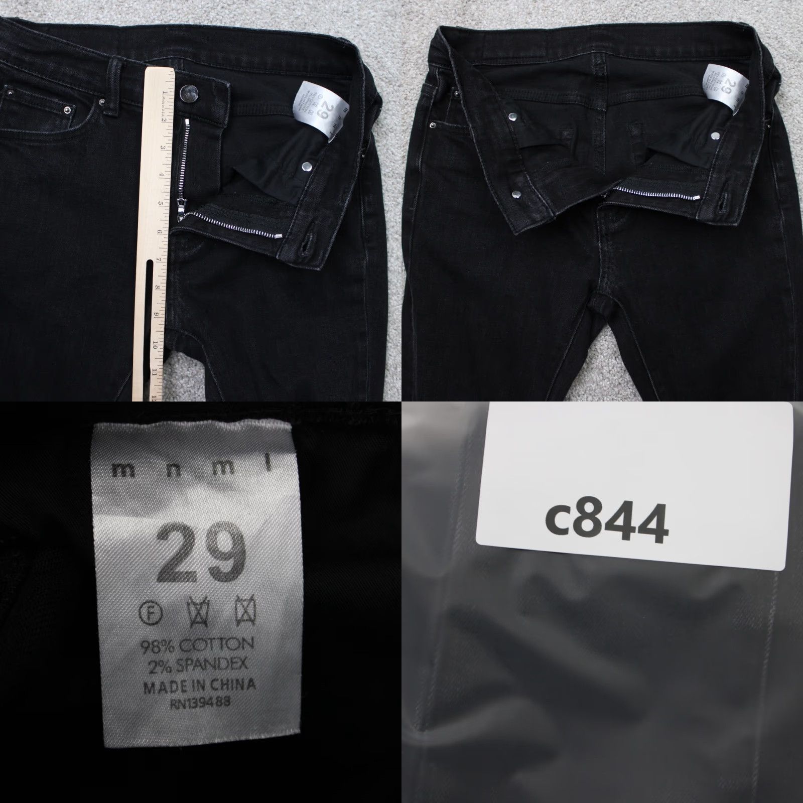 MNML MNML Jeans Mens 29x32 Black Distressed Cotton Stretch Straight 5-Pocket Denim Size US 29 - 8 Thumbnail
