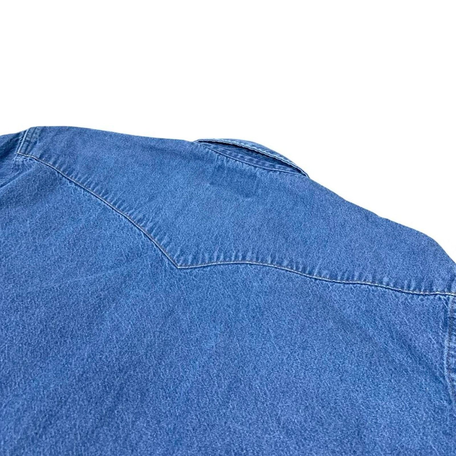 Vintage × Wrangler VTG Wrangler Denim Button Up Shirt with Pearl Snap Buttons Size US XXL / EU 58 / 5 - 7 Thumbnail