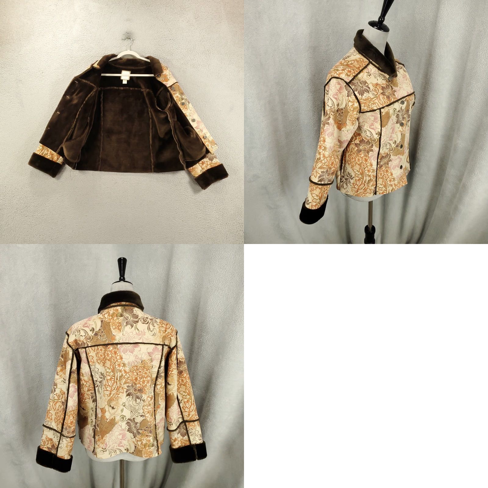 J. Jill VINTAGE J Jill Jacket Womens Petite Medium Paisley Button Up Velvet Faux Fur Sleeves PM Size M / US 6-8 / IT 42-44 - 8 Thumbnail