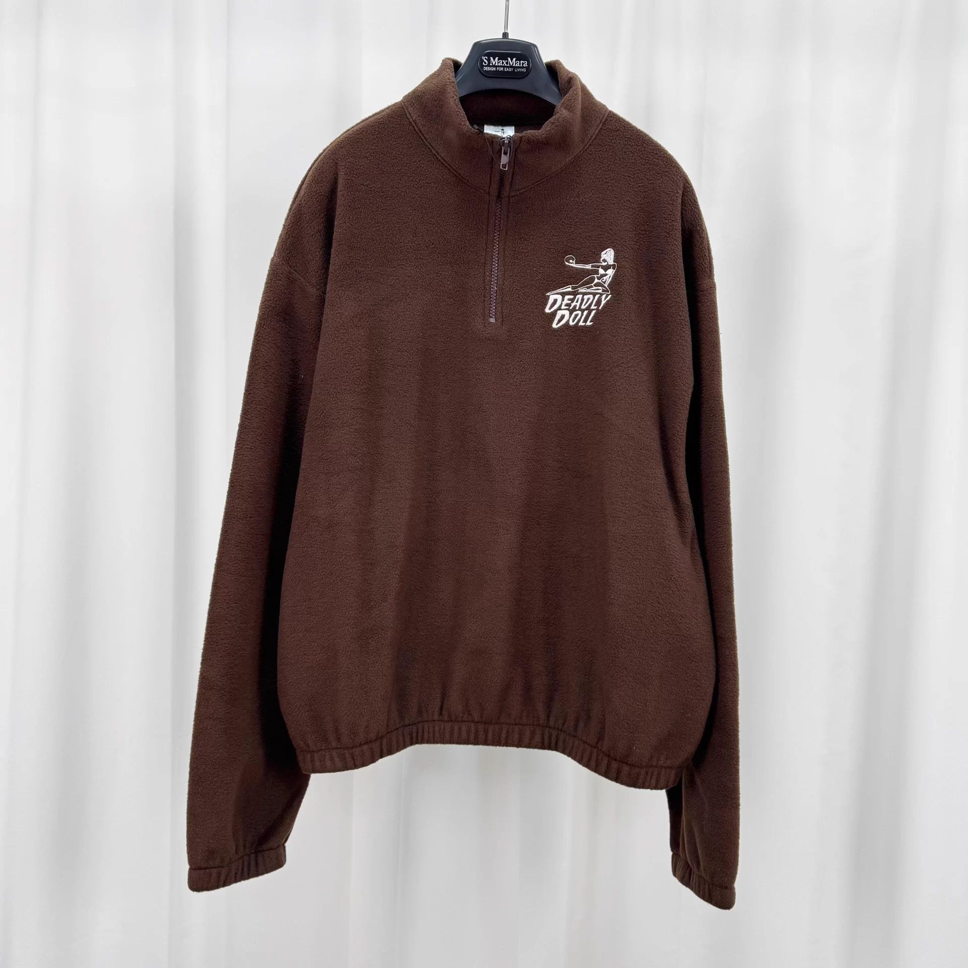 Deadly Doll Deadly Doll Brown Embroidered Fleece Half-Zip Hoodie M New Size US M / EU 48-50 / 2 - 1 Thumbnail