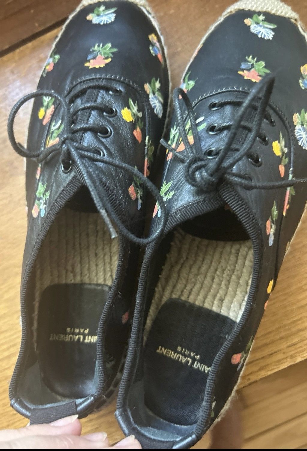 Yves Saint Laurent Saint Laurent Paris Floral Espadrille Lace-Up Flats Size US 9.5 / IT 39.5 - 3 Thumbnail