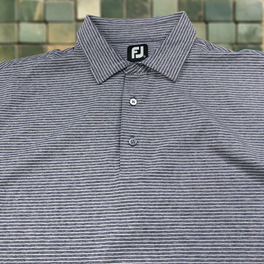 Footjoy FootJoy FJ XXL Mens Golf SS Stretch Button Polo Striped Shirt Gray MINT Size US XXL / EU 58 / 5 - 1 Thumbnail
