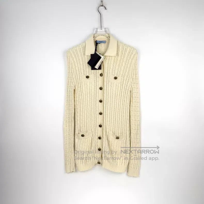Prada Prada Beige vertical striped hemp medium and long cardigan Size XS / US 0-2 / IT 36-38 - 3 Thumbnail