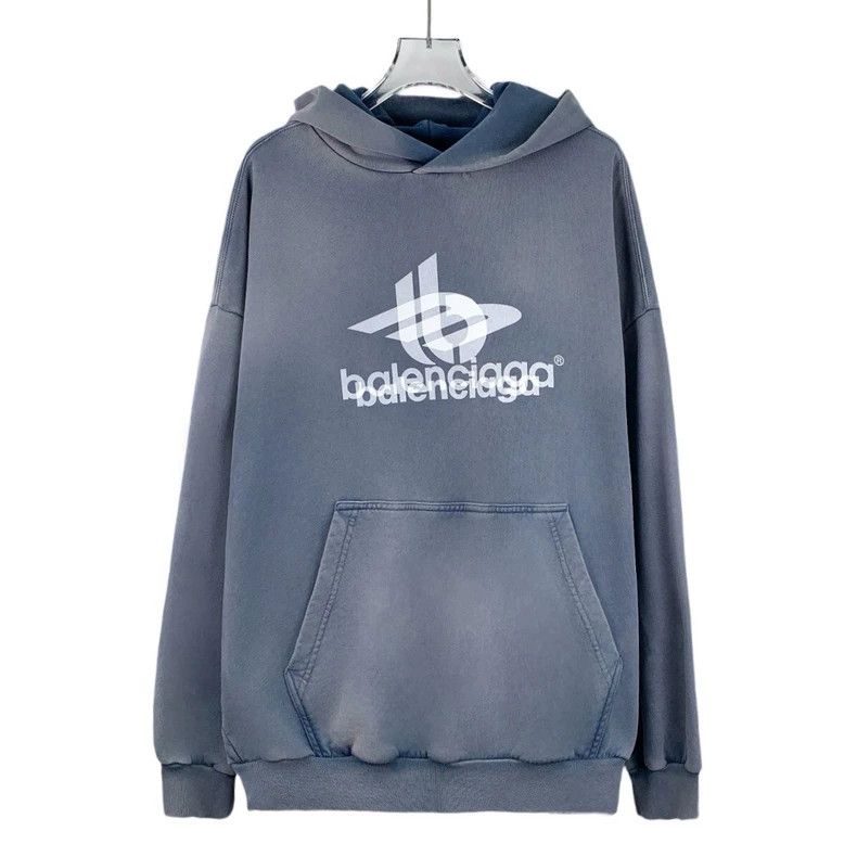 Balenciaga Balenciaga Haze Blue Phantom Overlapping Long Sleeve Hoodi Size US M / EU 48-50 / 2 - 1 Thumbnail