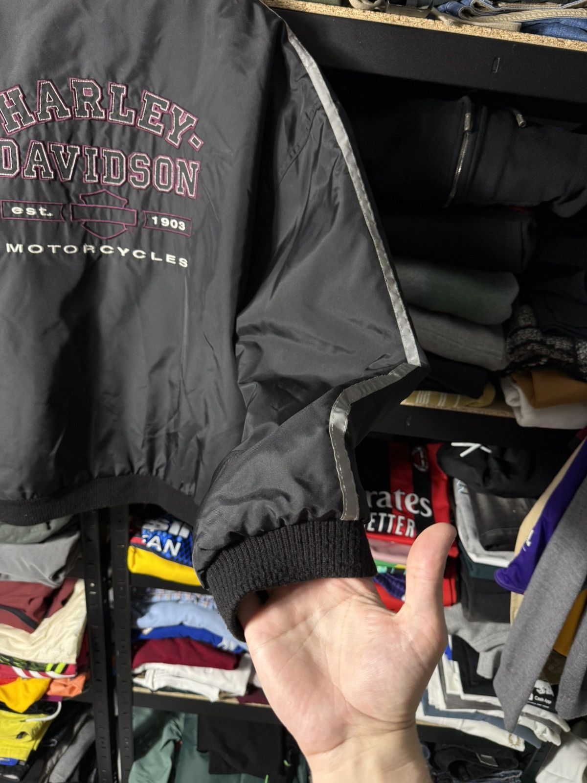 Harley Davidson Vintage Harley Davidson Bomber Jacket Black XL Racing Biker Size US XL / EU 56 / 4 - 4 Thumbnail