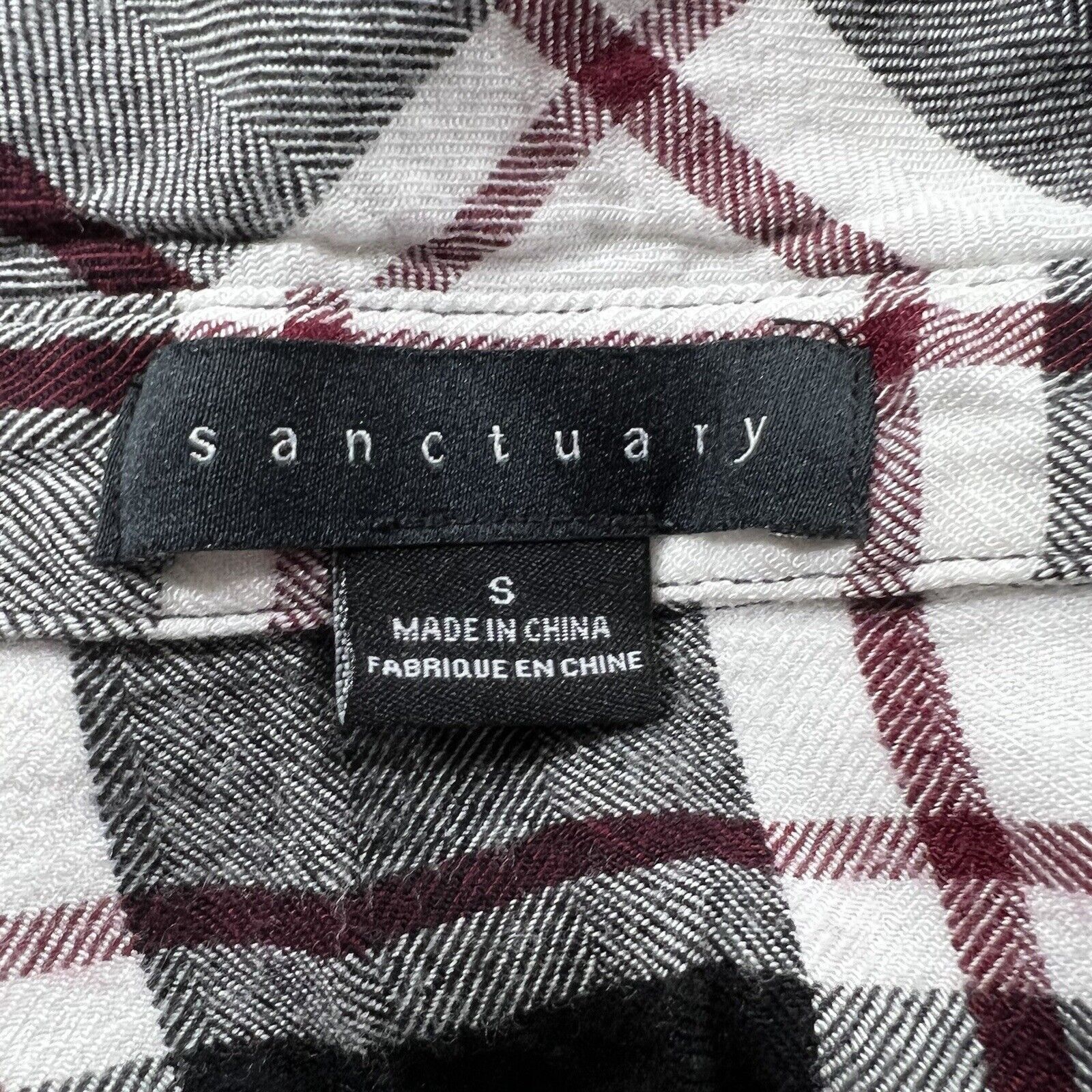 Other Sanctuary Boyfriend Style Snap Red Black Plaid Flannel Shirt Size S / US 4 / IT 40 - 3 Thumbnail