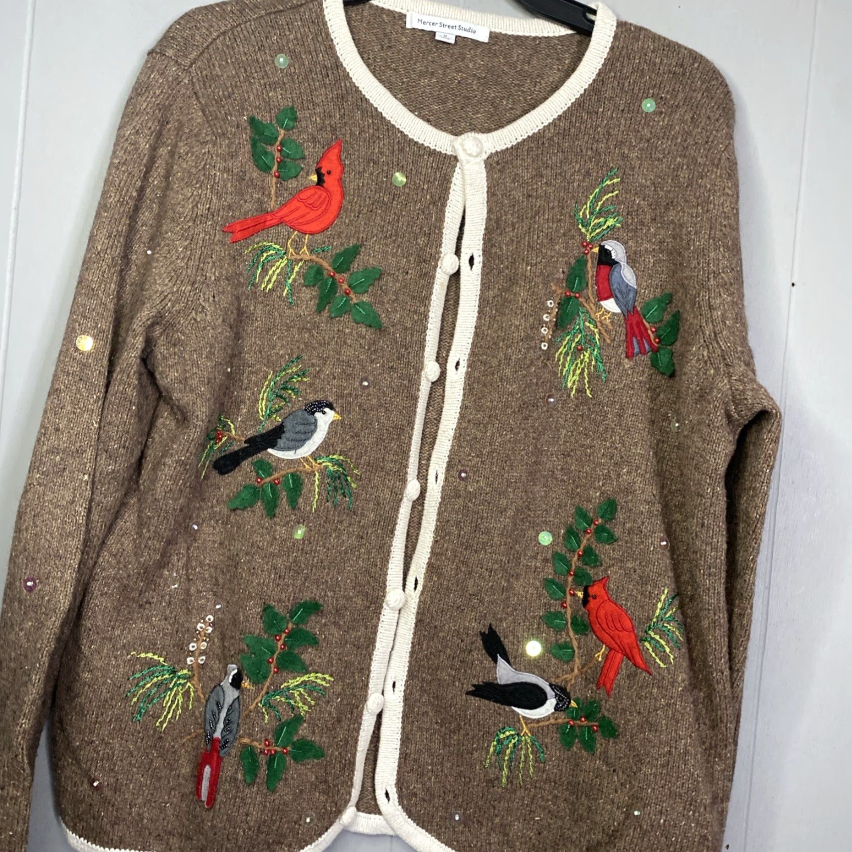 Vintage VINTAGE Mercer Street Studio Cardigan Sweater Womens M Brown Wool Bird Winter 3D23X25 Mens? Girls? No gender specified. Size M / US 6-8 / IT 42-44 - 2 Thumbnail