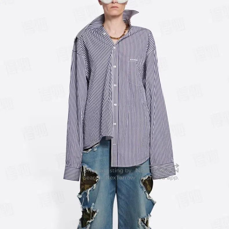 Balenciaga Balenciaga Striped Loose Fit Shirt Size US XXS / EU 40 - 8 Thumbnail