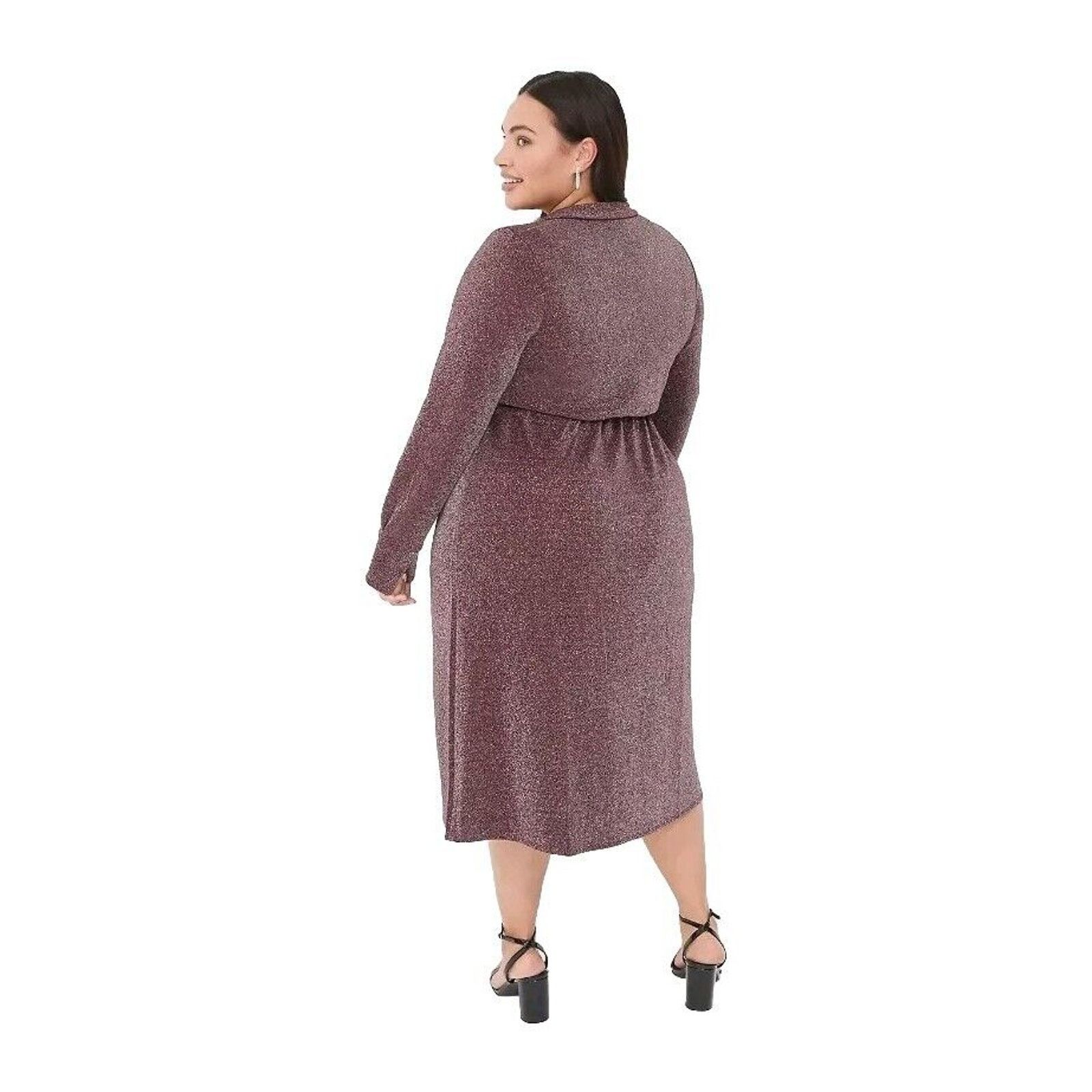 Other Lane Bryant Lurex Faux-Wrap Dress Plus 22 Cranberry Sparkle Size 3XL / US 20-22 - 5 Thumbnail