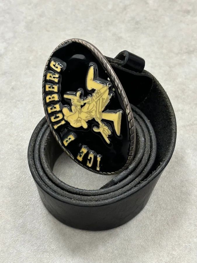 Iceberg Iceberg Black Vintage Logo Buckle Leather Belt Size ONE SIZE - 9 Thumbnail