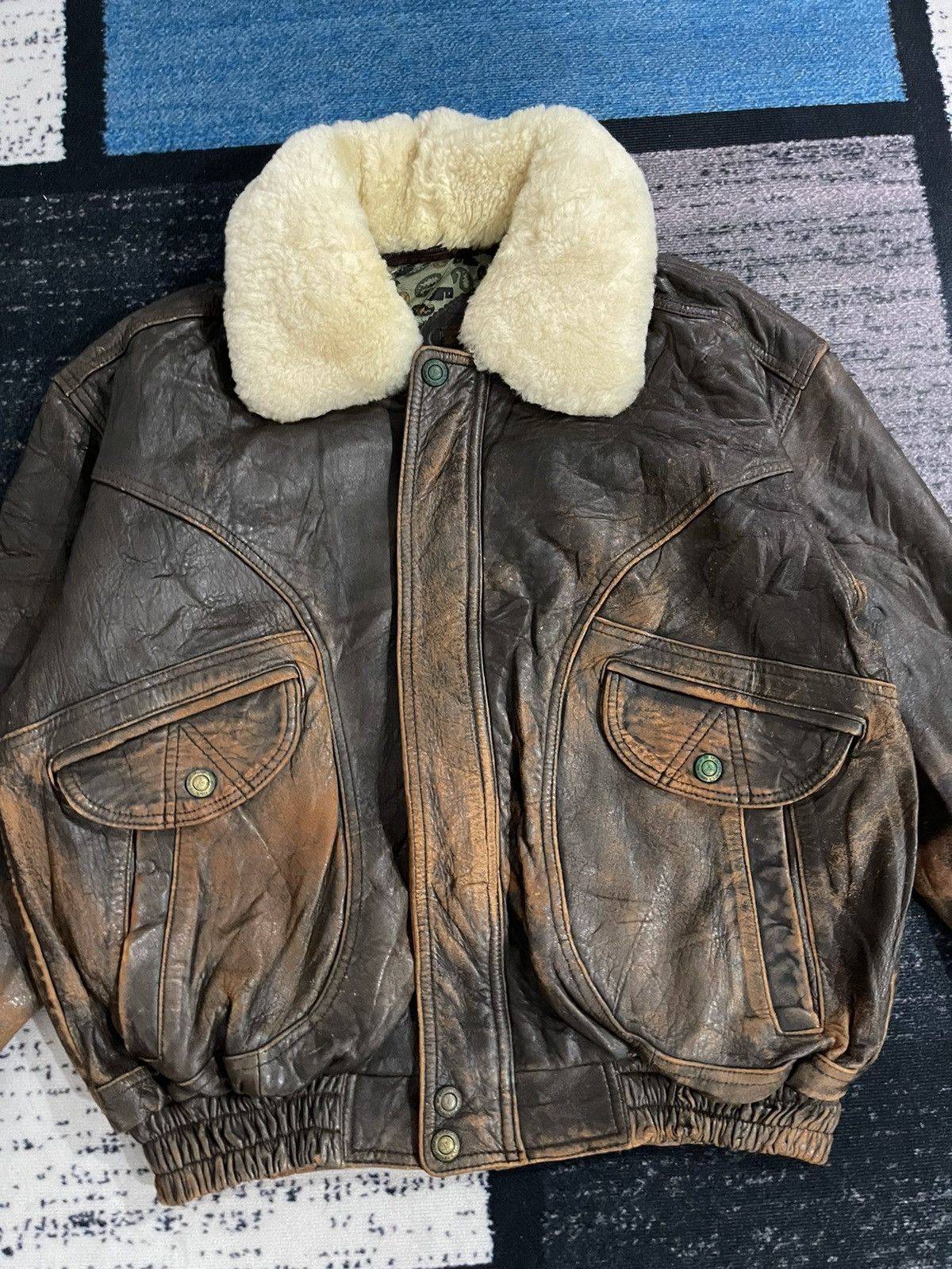 Vintage Vintage Zufolo Leather Bomber Jacket Size US L / EU 52-54 / 3 - 5 Thumbnail