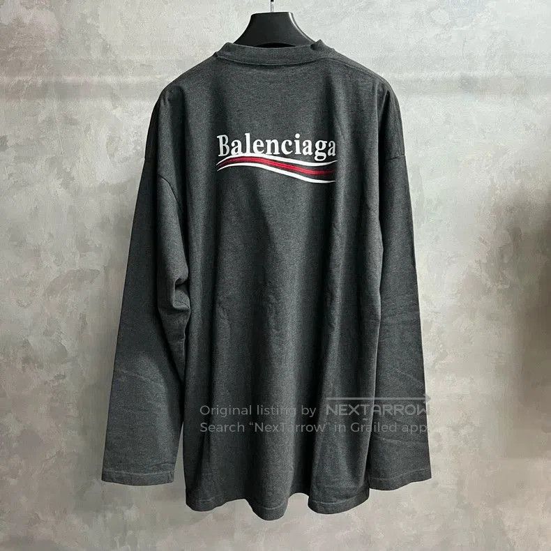 Balenciaga Balenciaga Gray Logo Embroidered Long-sleeve T-shirt. Size US L / EU 52-54 / 3 - 2 Thumbnail