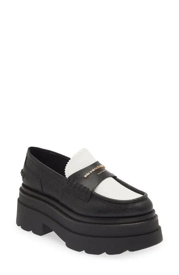 Alexander Wang Carter Platform Lug Sole Loafer Black/ White