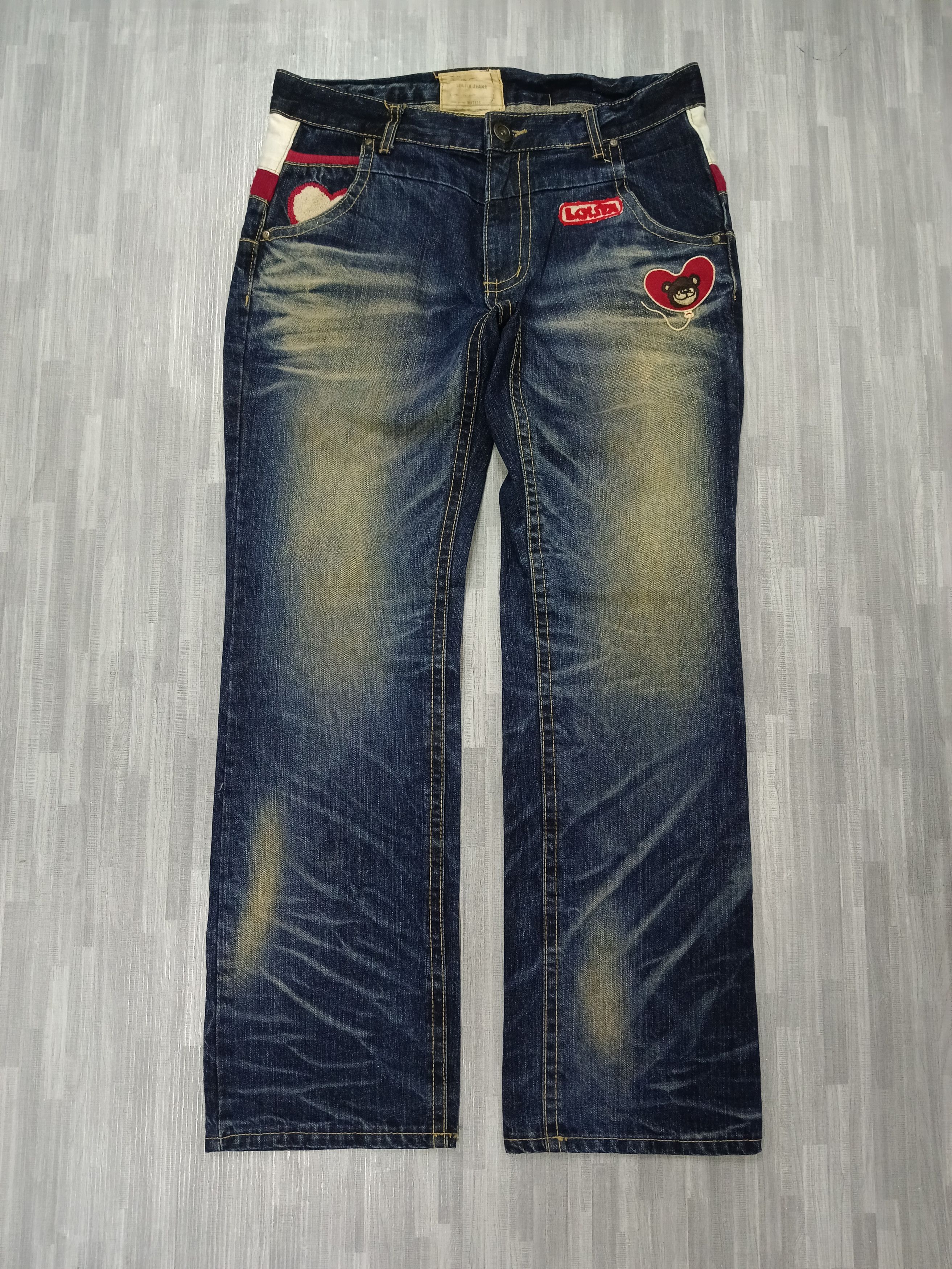 If Six Was Nine RUSTY SICK PACTHWORK LOVELY TEDDY BEAR DENIM PANTS Size US 33 - 2 Thumbnail