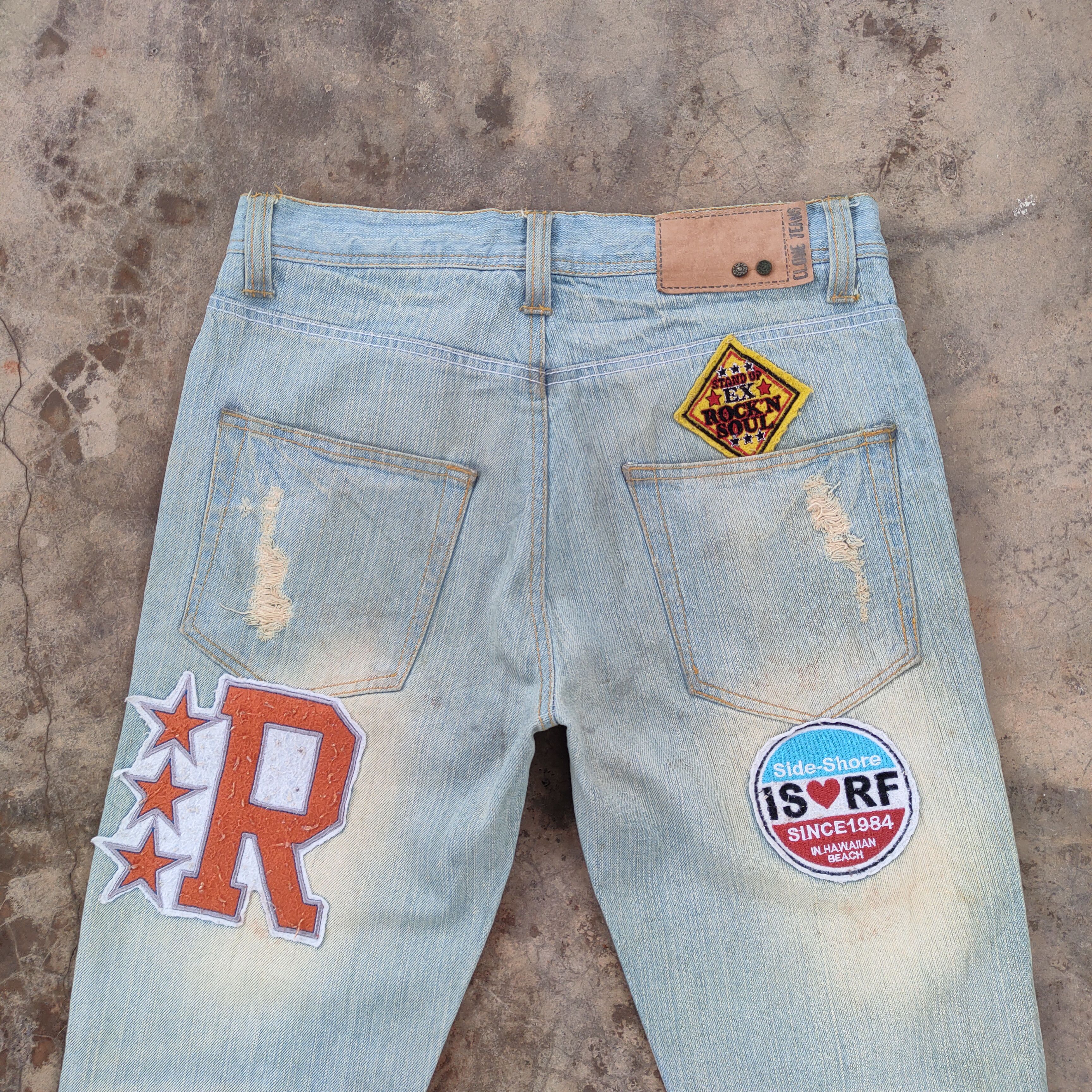 Japanese Brand VINTAGE CLONE DEVGRU PATCH RIPPED FADED JEANS PANTS Size US 33 - 10 Thumbnail