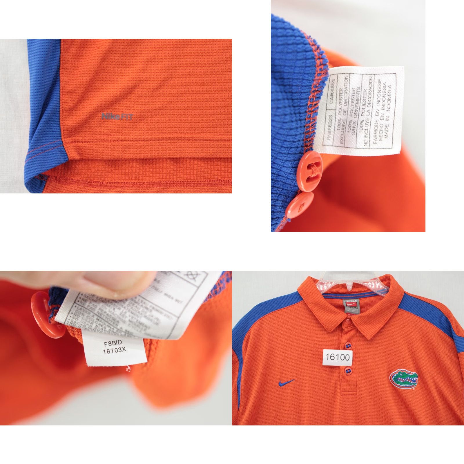 Nike VINTAGE Nike Polo Florida Gators Men XL Orange Dri Fit Embroidered Football Shirt Size US XL / EU 56 / 4 - 8 Thumbnail