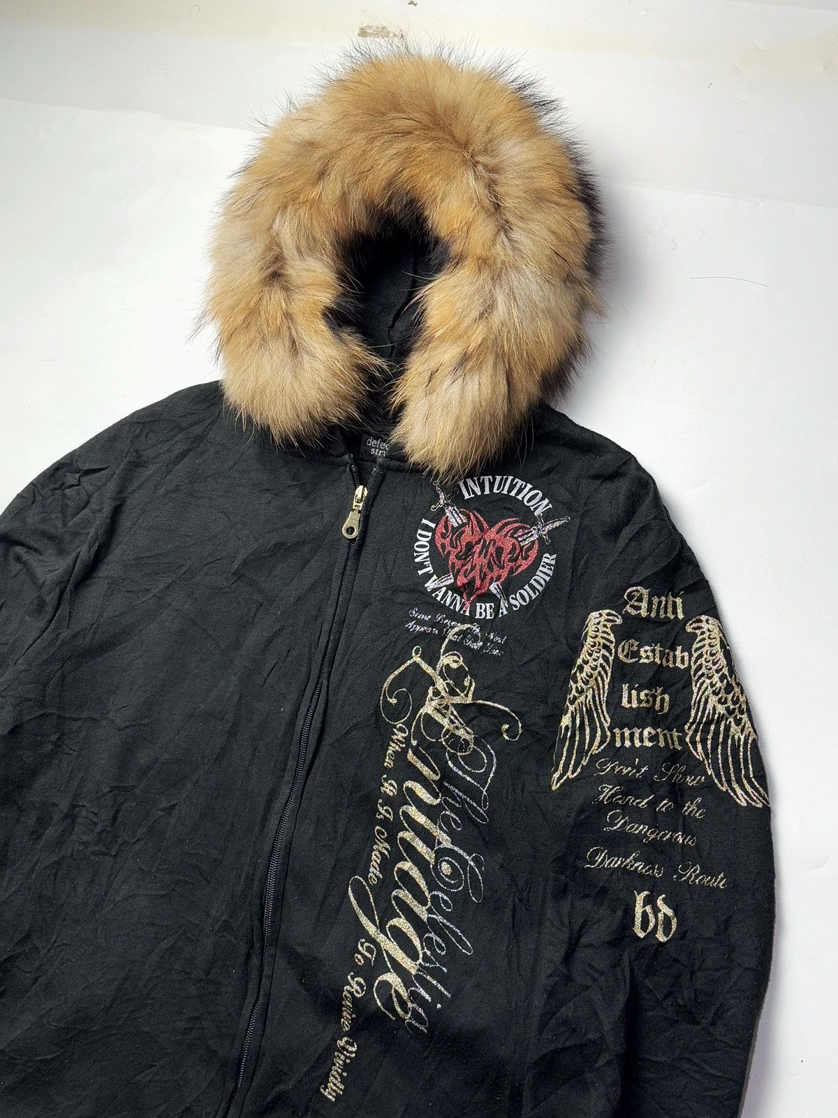 If Six Was Nine Fur Hoodie Loverock Anarchy Poem Japanese Style Size US L / EU 52-54 / 3 - 3 Thumbnail