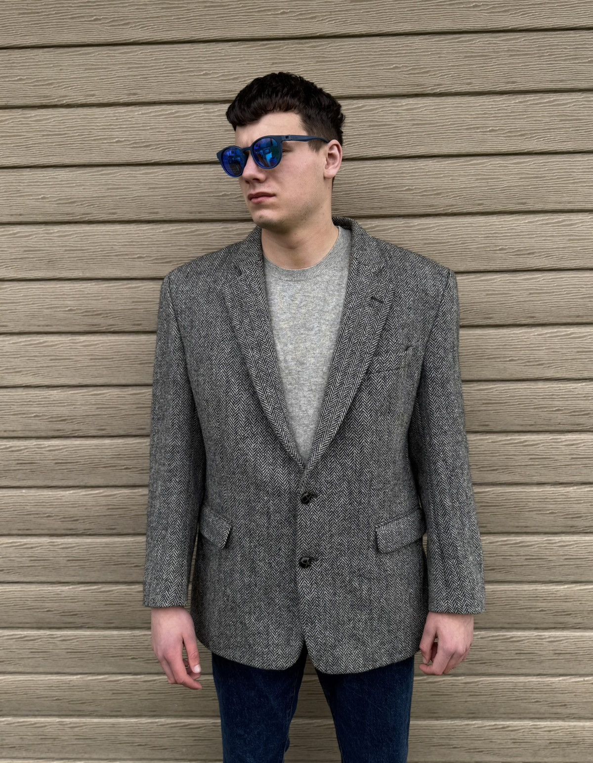 Harris Tweed Harris Tweed Herringbone Blazer Wool Men 44R Tailored Jacket Size 44R - 2 Thumbnail