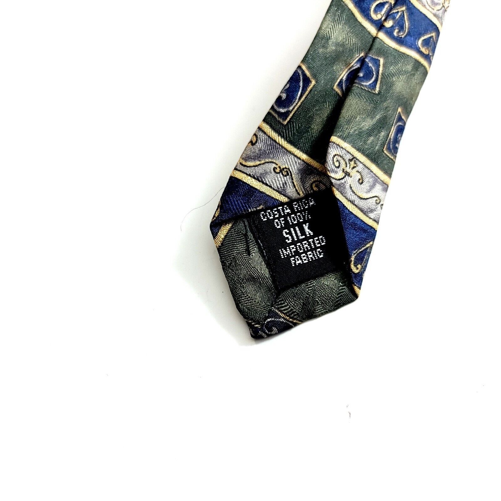 Designer Barrington Blue Green Baroque Print Wide Silk Tie Size ONE SIZE - 4 Thumbnail